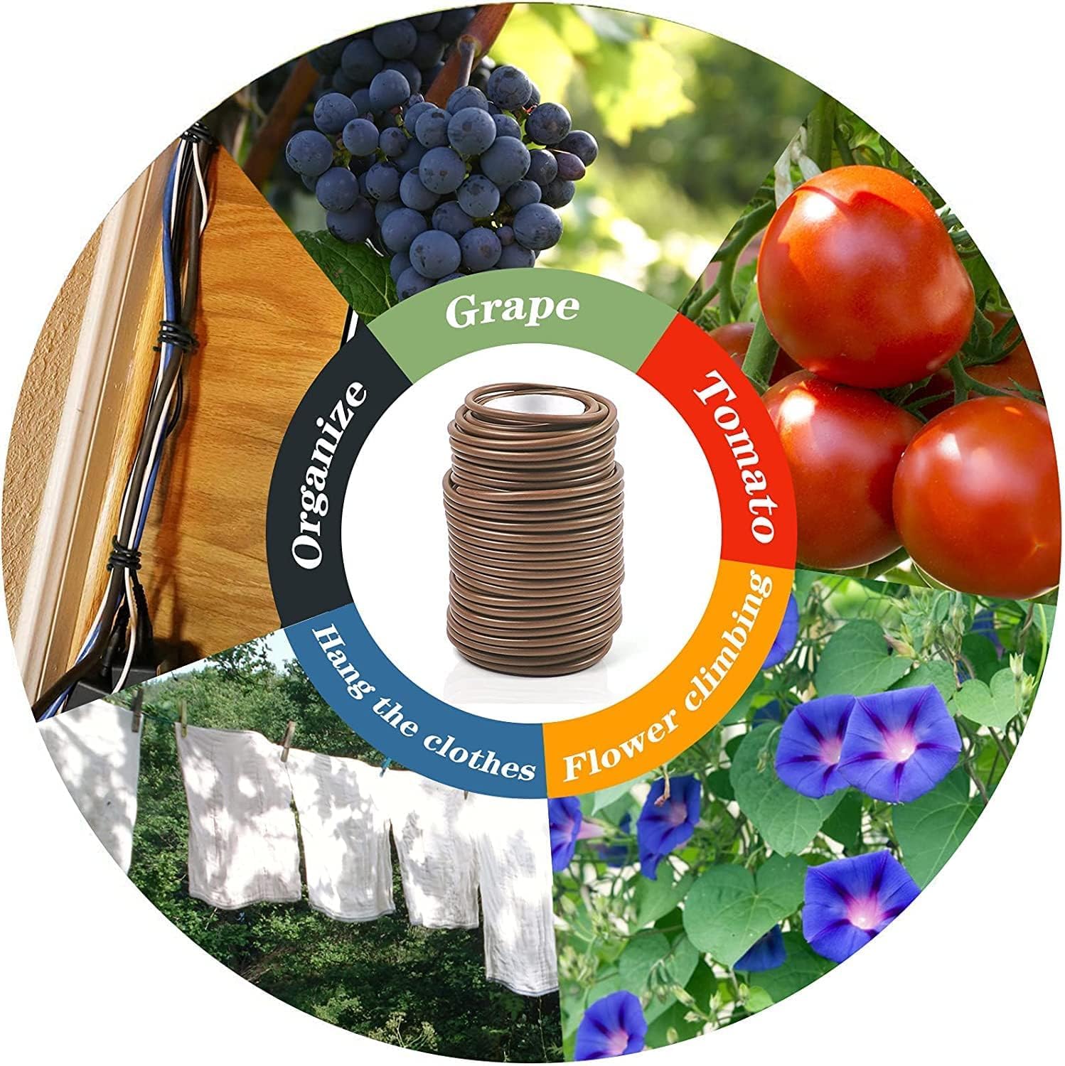 Decoroca Soft Plant Ties for Support - 65.6' Reusable Waterproof Plant Wire, 3.5mm Garden Twist