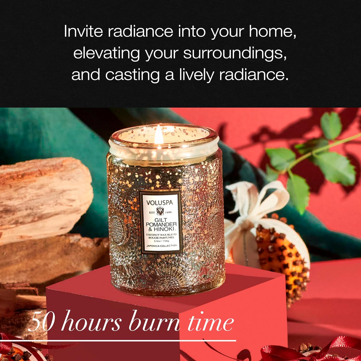 Voluspa Baltic Amber, Small Candle Jar, 5.5 oz, 50 Hour Burn Time, Coconut Wax for Clean Burning, Handcrafted in the USA