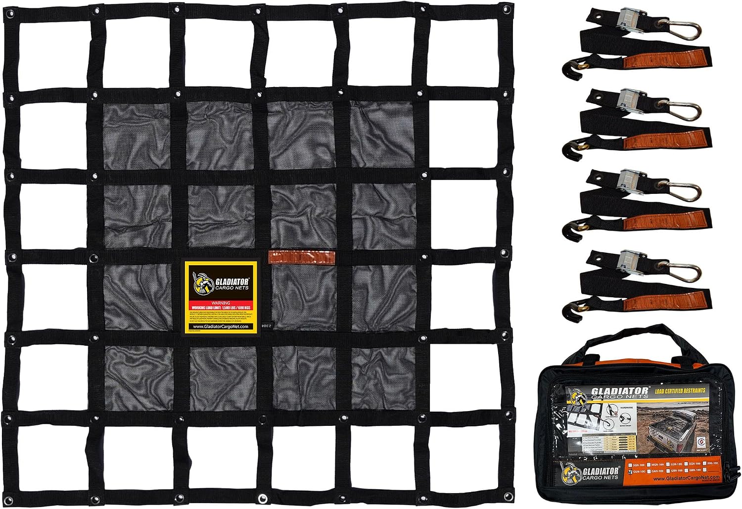 Heavy Duty Cargo Net - Truck Organizer-Interior-Roof Rack-Jeep-SUV- Baja-Camping -(GBN-100) 4' x 4'
