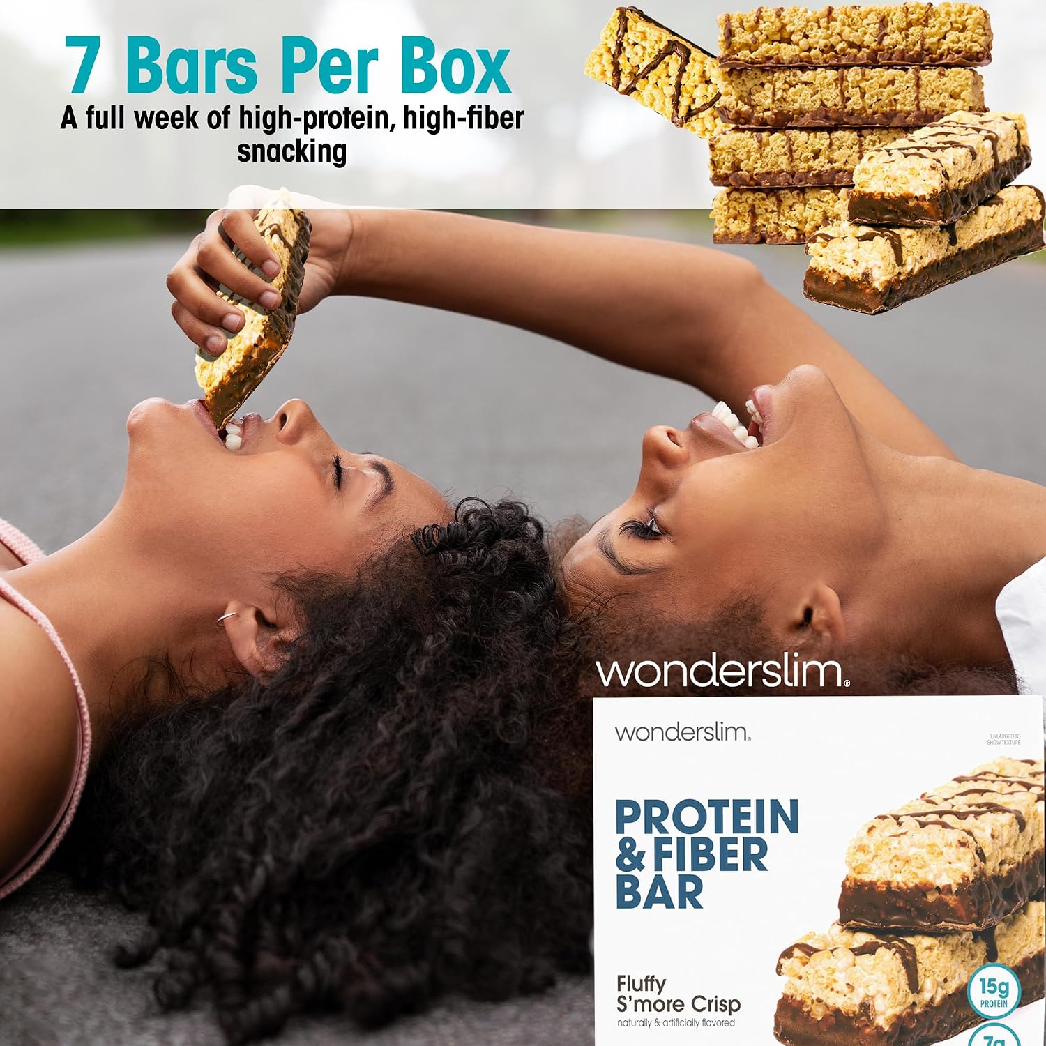 Wonderslim High Fiber Protein Bars, Low Calorie Snack – Fluffy Nutter, 7ct | 15g Protein, 7g Fiber – Gluten-Free, Low Sugar, Protein Snack Bars for Hunger & Craving Control, Weight Management Support