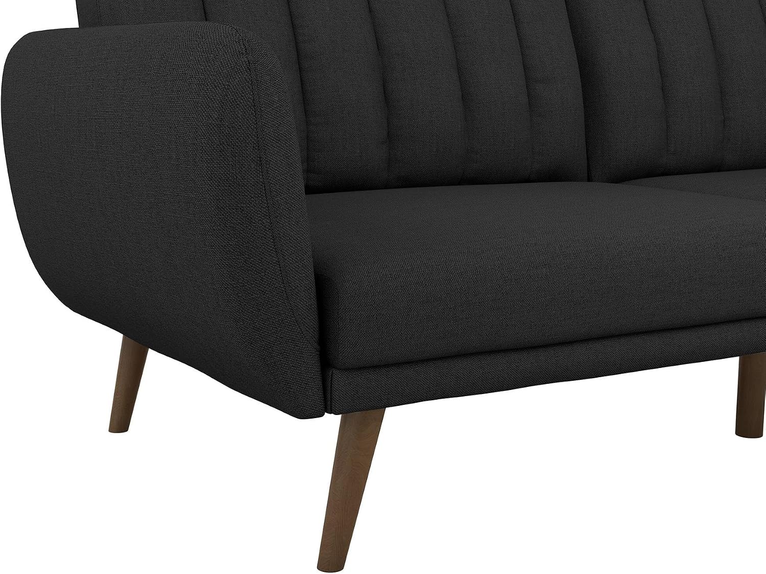 Novogratz Brittany Futon Sofa Bed and Couch Sleeper, Camel Faux Leather