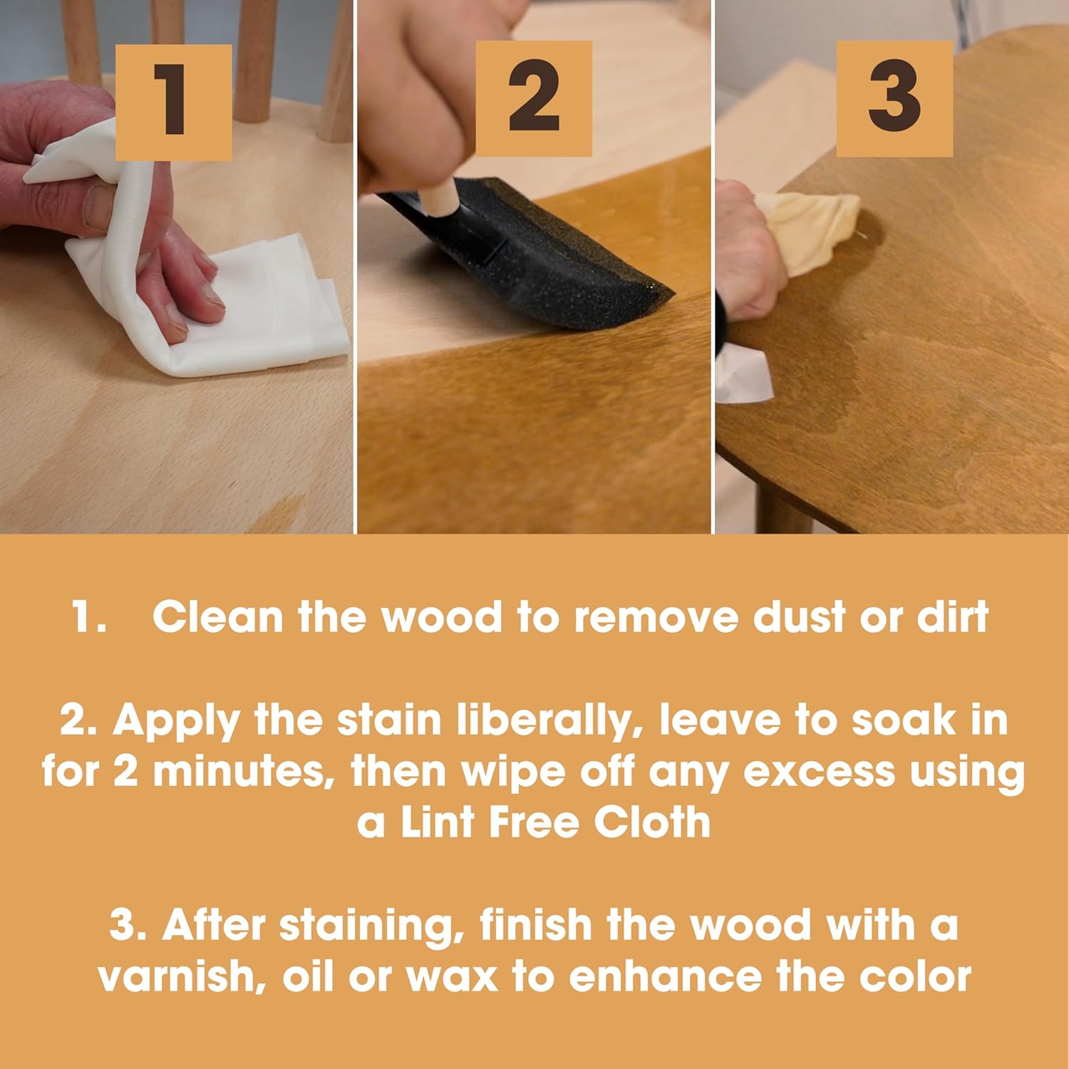 Furniture Clinic Wood Stain | Dark Oak | Water Based | Fast Drying, Low Odor
