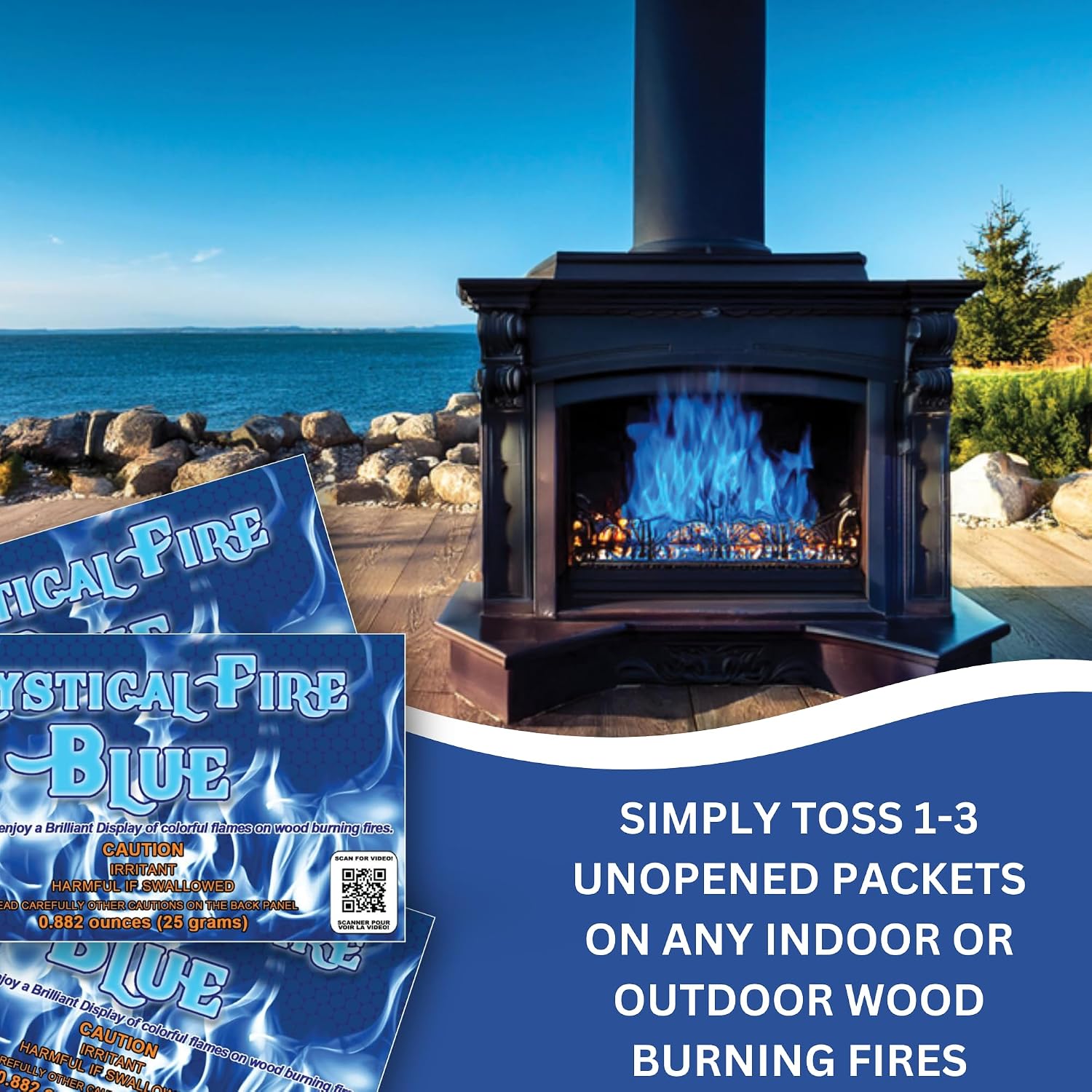 Mystical Fire Blue Fire Color Changing Packets Blue Fire Color Packets 12pk | 12-pack color changing fire packets creates vibrant blue flames in