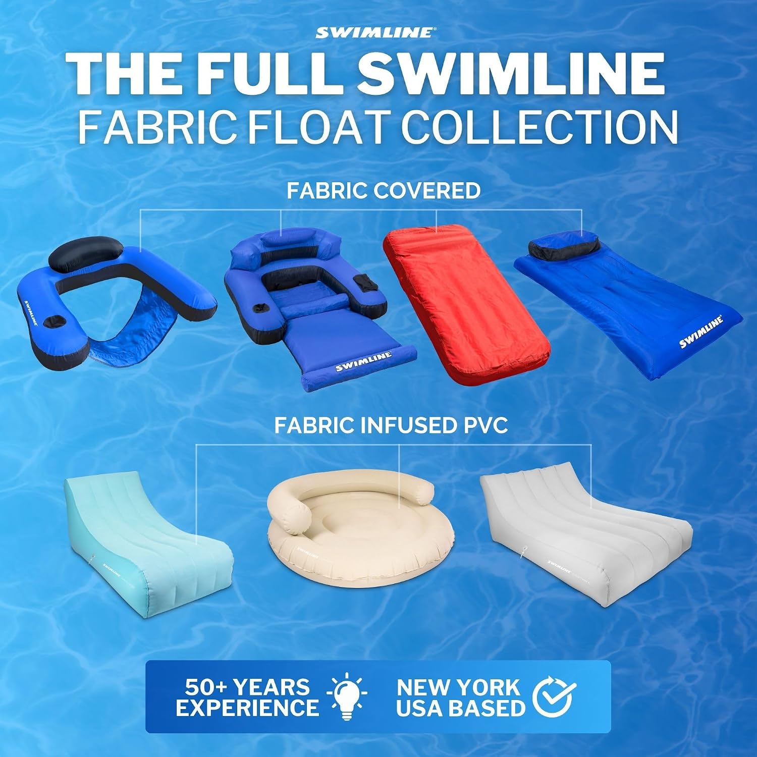 SWIMLINE Original Fabric Covered Inflatable Pool Lounger | with Comfortable Sling Seat, Back Rest, and Built in Cup Holder | for Pool, Beach, Lake, and More