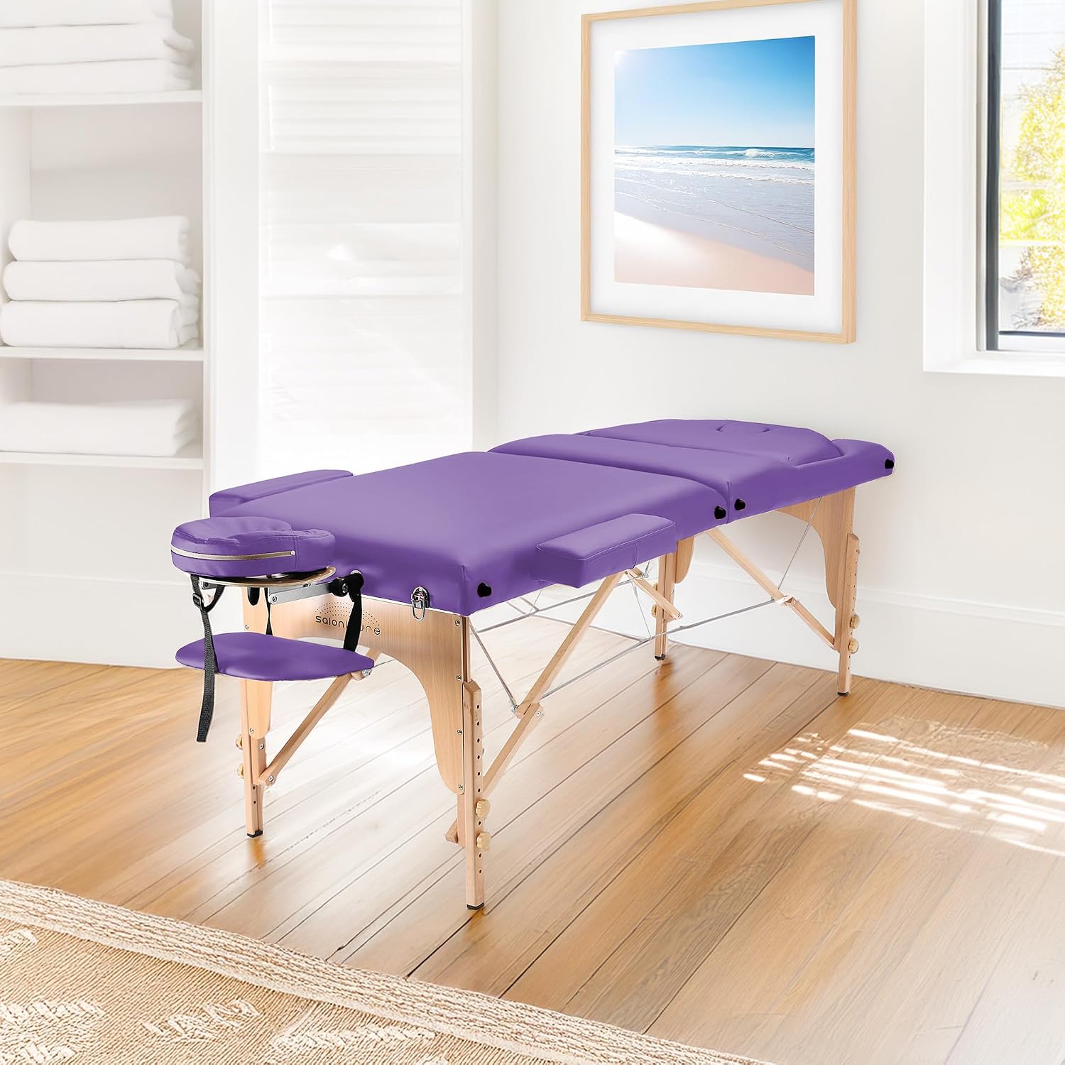 Saloniture Professional Portable Massage Table with Backrest - Black