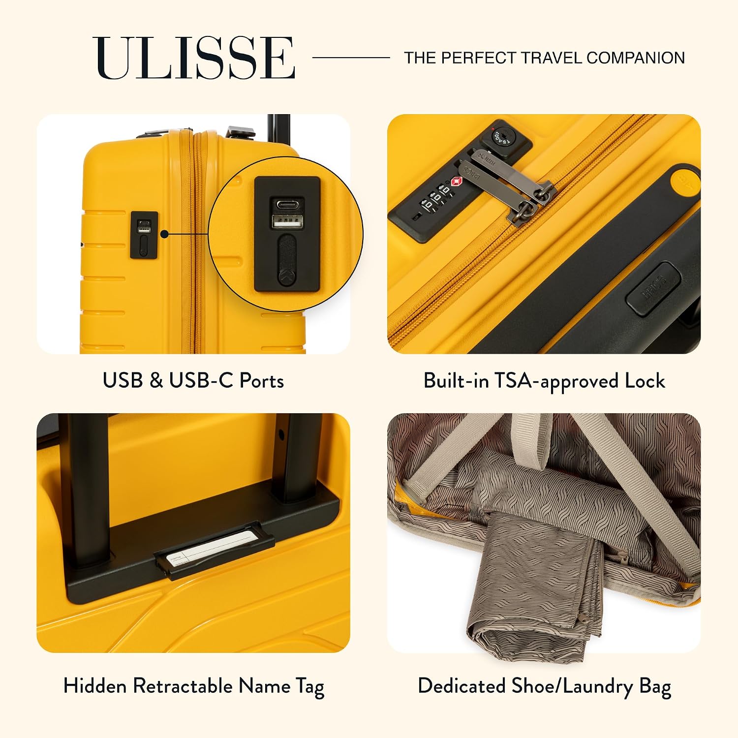 Bric's B|Y Ulisse Checked Luggage with Spinner Wheels – Expandable Lightweighted Hard Shell Suitcase, TSA Combination Lock - Removeable Wash Bag Included - 30 Inch, Mango