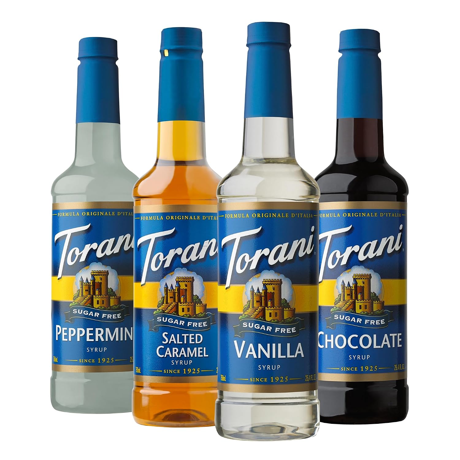 Torani Sugar Free Drink Syrup Soda Flavors Variety Pack, 25.4 fl oz, 4 Pack
