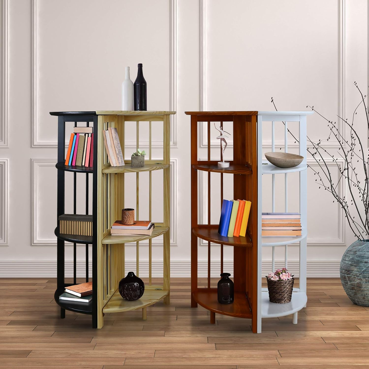 Casual Home 3-Shelf Folding Stackable Bookcase (27.5" Wide)-Walnut