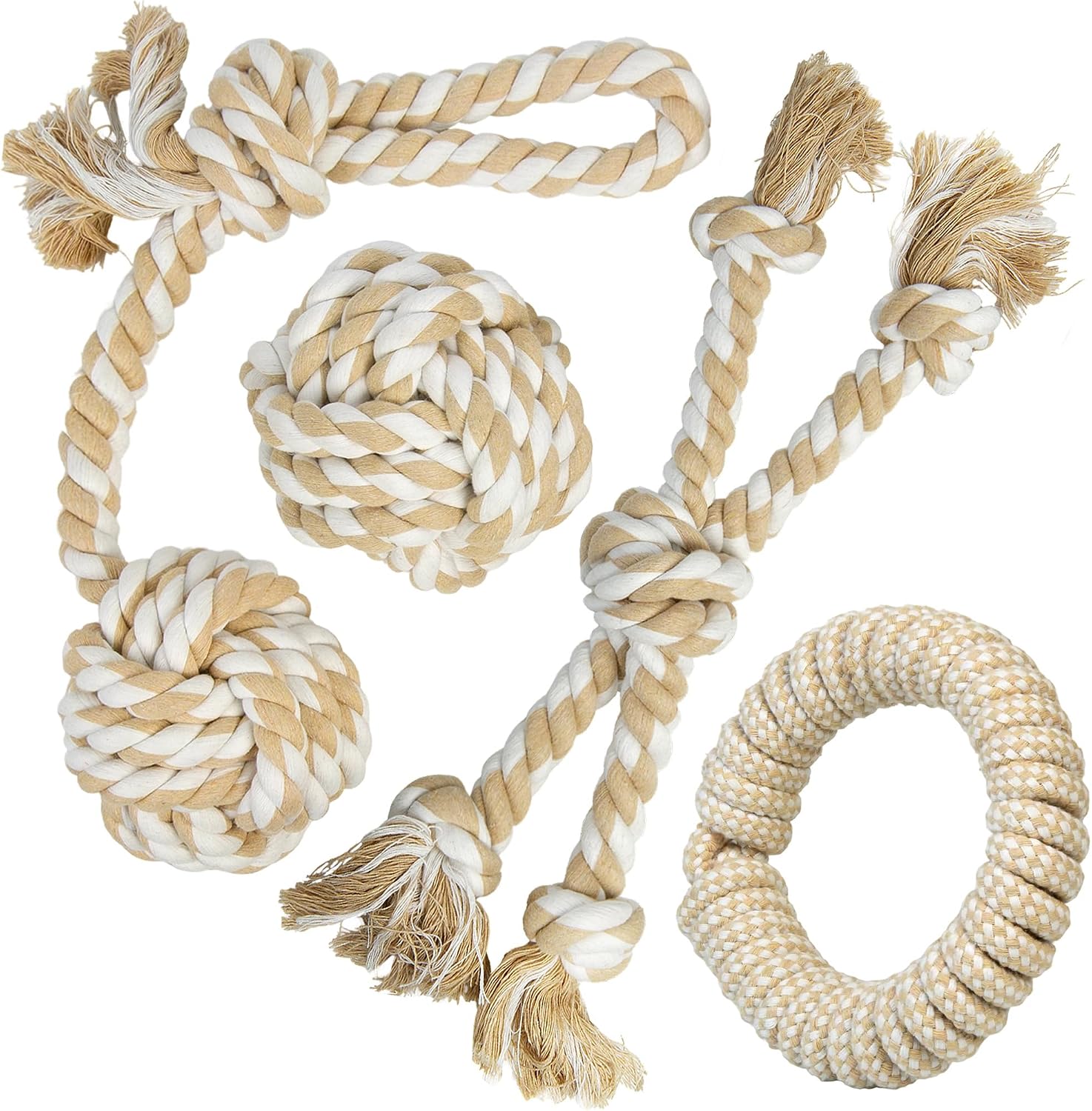 TwoEar Dog Rope Toy 4 Pack - Puppy Teething Toys for Small Breed
