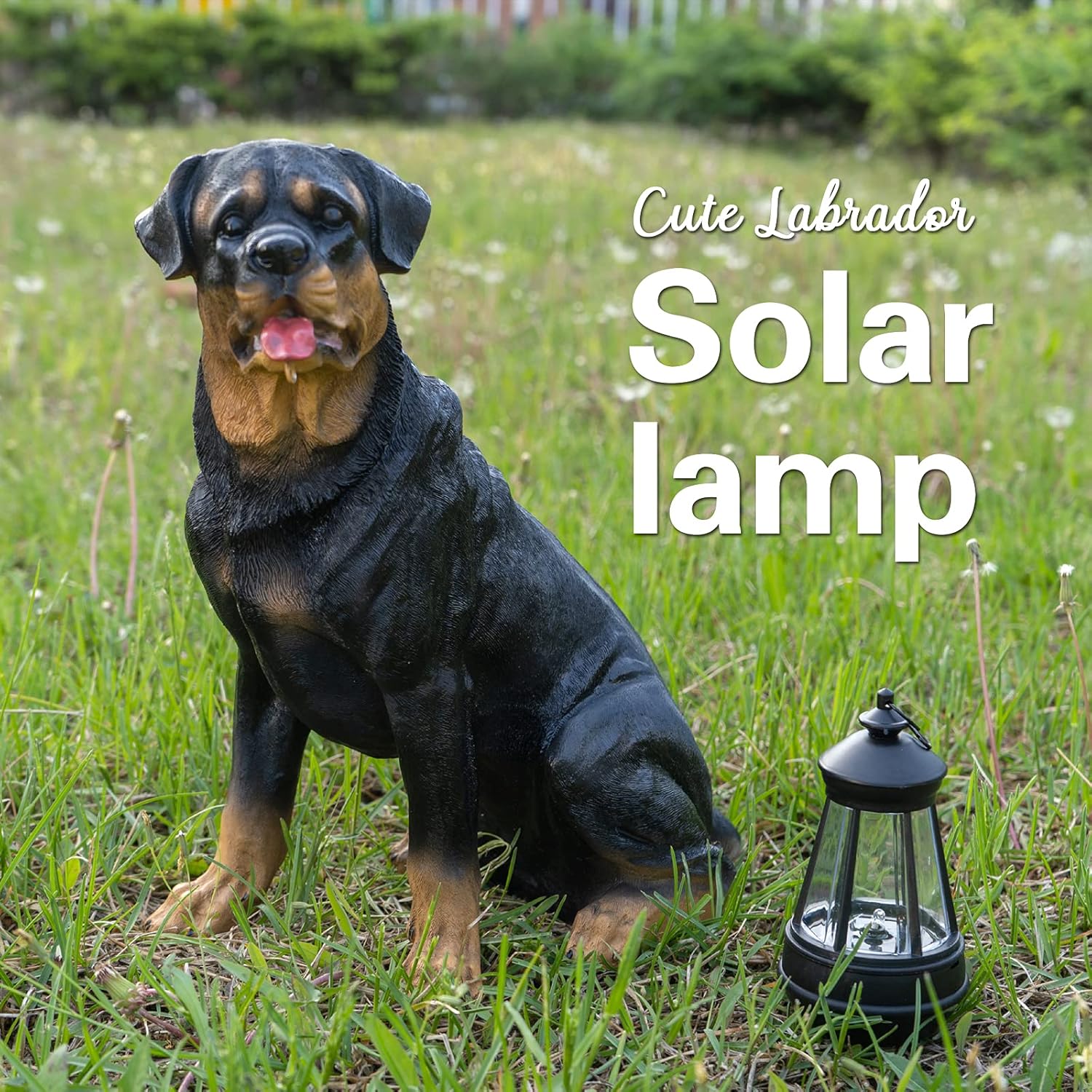 Notakia Golden Retriever Statue Outdoor with Solar Led Home Garden Decoration Windproof Lamp Realistic Dog Decor(Golden Retriever &LED)