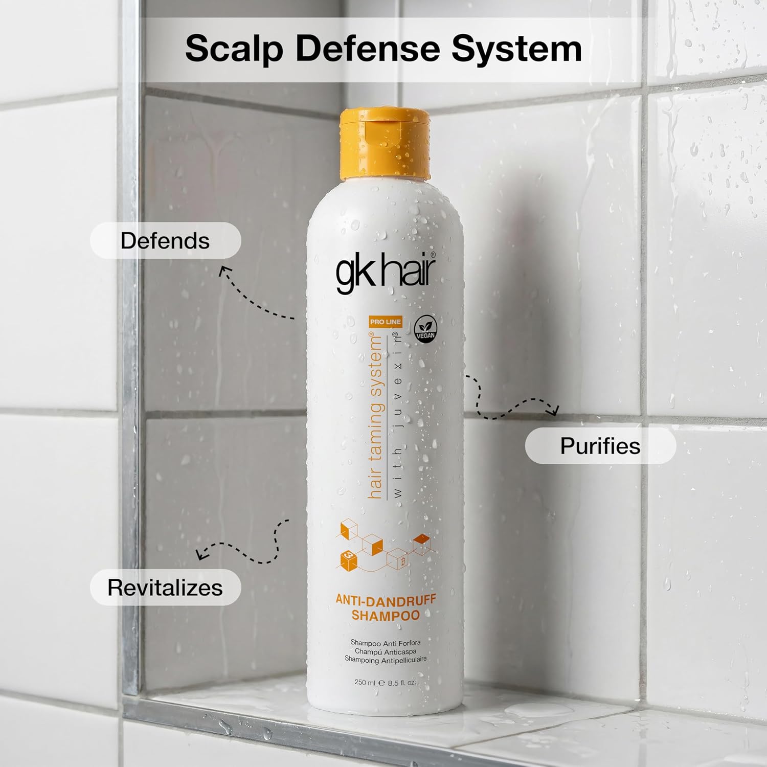 GK HAIR Anti-Dandruff Shampoo Leaving Your Scalp Refreshed and Hair Soft, Smooth – Sulfate-Free Shampoo for Dry Damaged Hair for Men and Women 8.5 Fl Oz