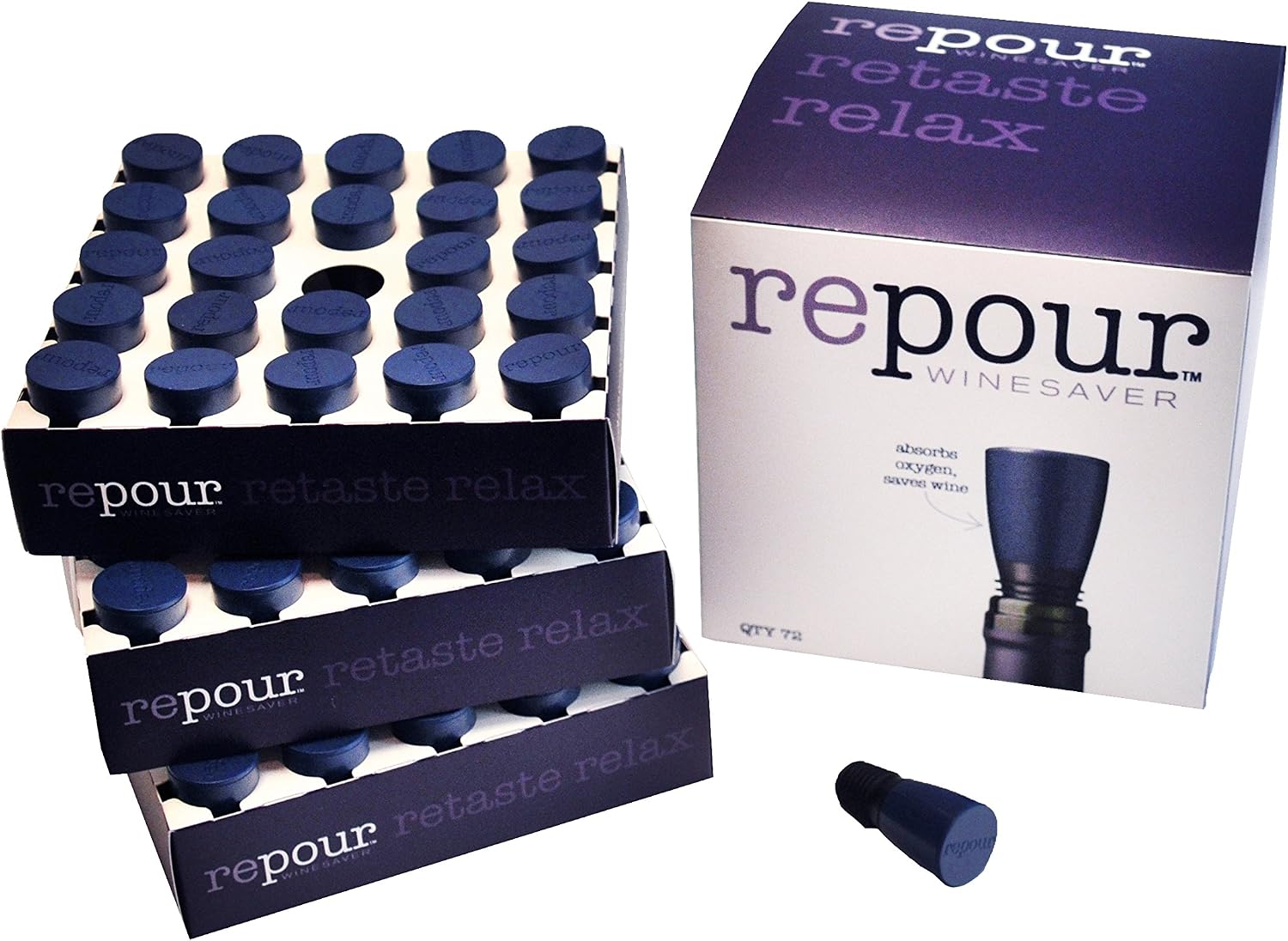 Wine Saver - Wine Preserver and Stopper - Removes Harmful Oxygen from your Wine Simply and Effectively - Indigo Blue 4 Pack