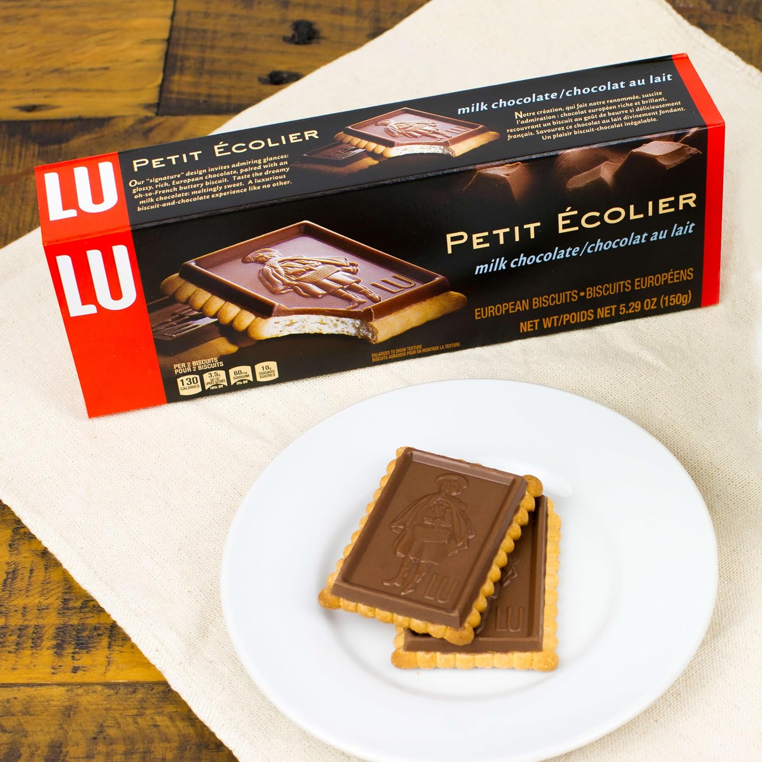 Lu Petit Ecolier European Milk Chocolate Biscuit Cookies, 5.29 oz | 6 Cookies Per Pack, Individually Wrapped