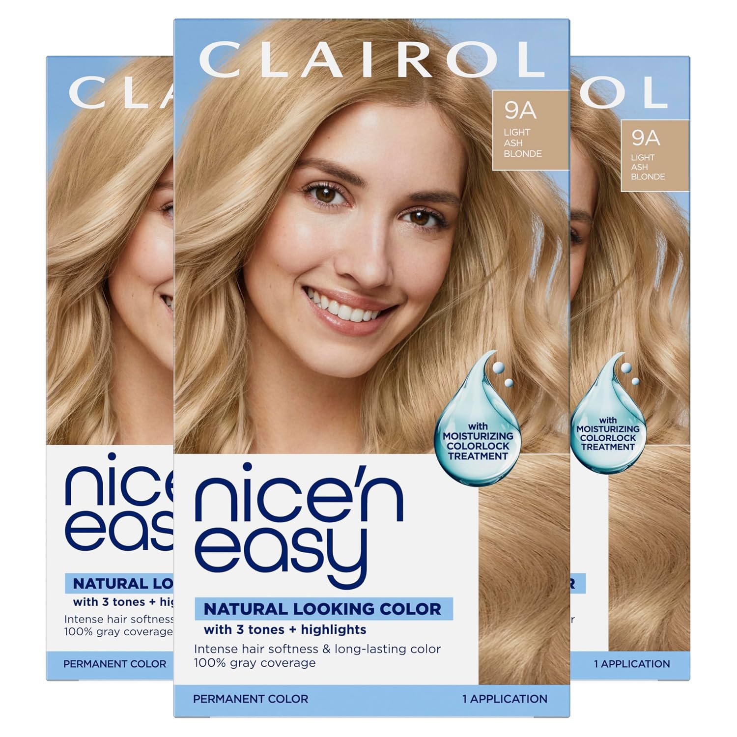 Clairol Nice'n Easy Permanent Hair Dye, 6A Light Ash Brown | Pack of 3