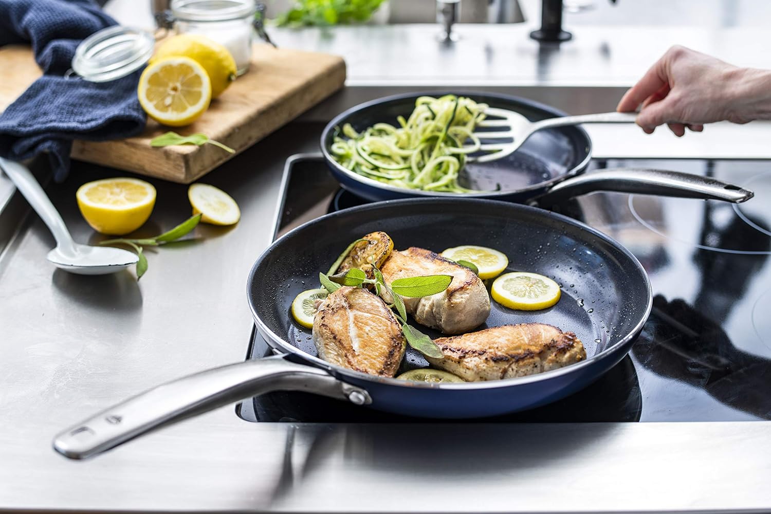 Blue Diamond Cookware Diamond Infused Ceramic Nonstick 8" Frying Pan Skillet, Induction, PFAS-Free, Dishwasher Safe, Oven Safe, Blue