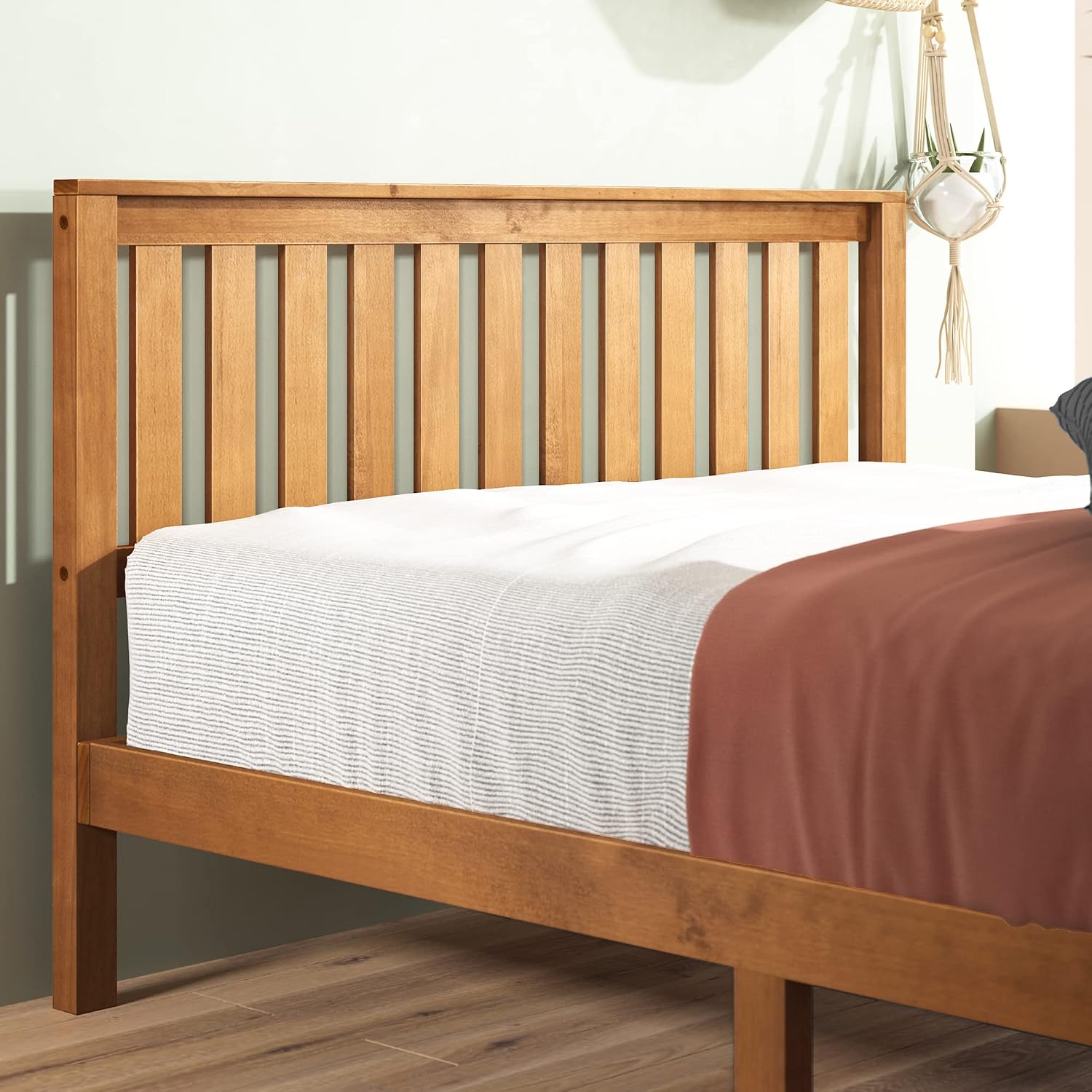 Zinus Alexia Solid Wood Platform Bed Frame with Headboard, Queen | Solid Wood Bed Frame, Sturdy Wood Slat Support, No Box Spring Needed, Durable Construction, Rustic Pine, Easy Assembly