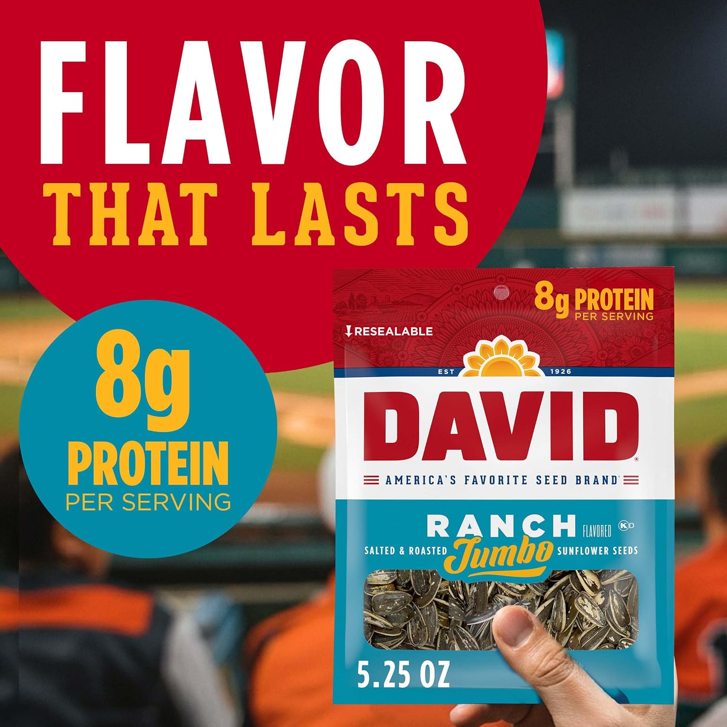 DAVID Jumbo Sunflower Seeds, Ranch Flavor, 5.25 oz.