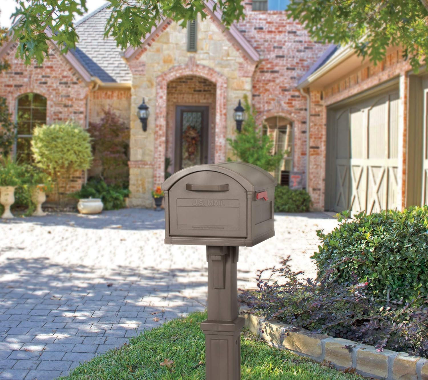 Gibraltar Mailboxes GHC40M01 Grand Haven Decorative Package Mailbox, Mocha