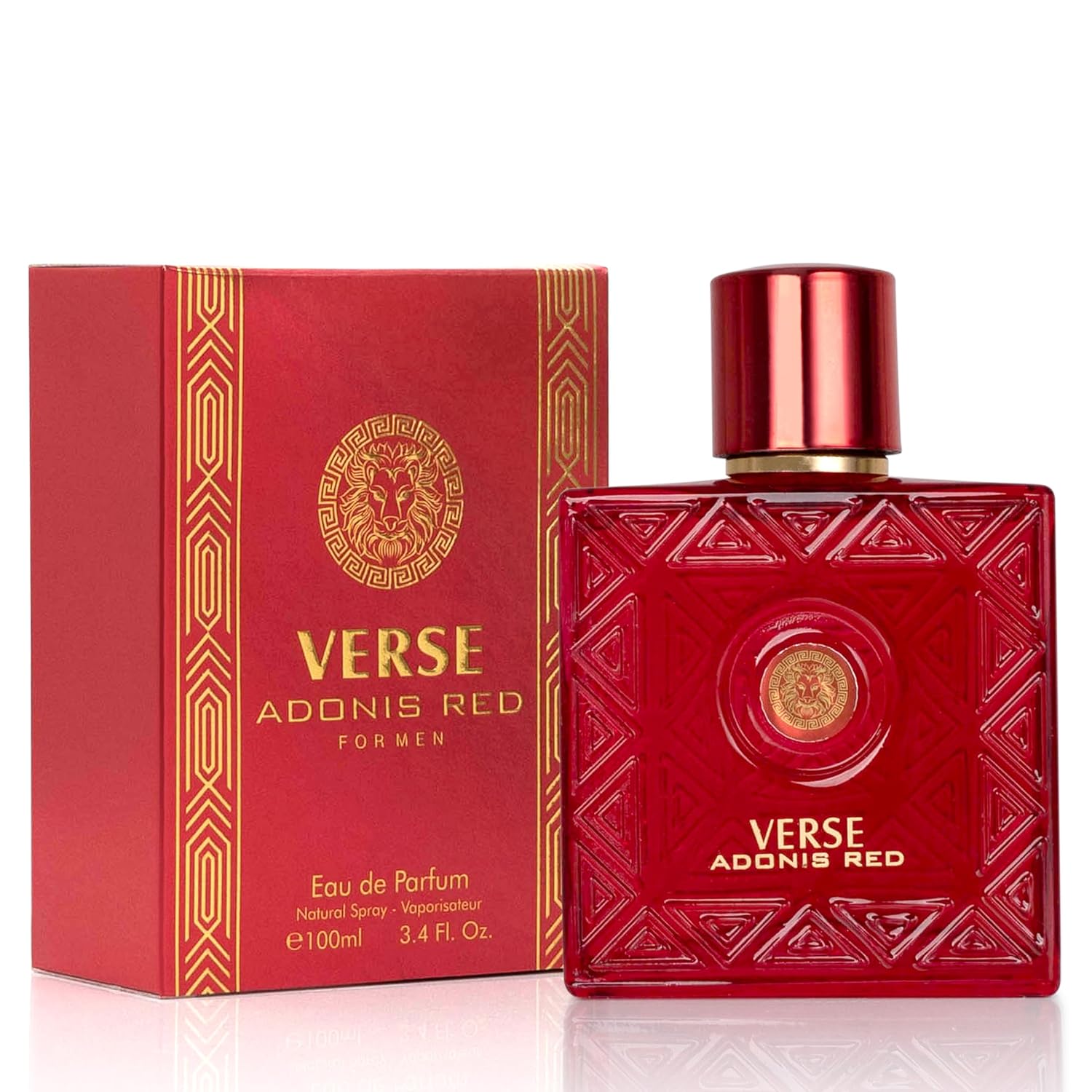 Verse Adonis Red for Men - 100ml Eau De Parfum Spray - Fruity Warm & Floral Fragrance Smell Fresh All Day Long Lasting Includes NovoGlow Carrying