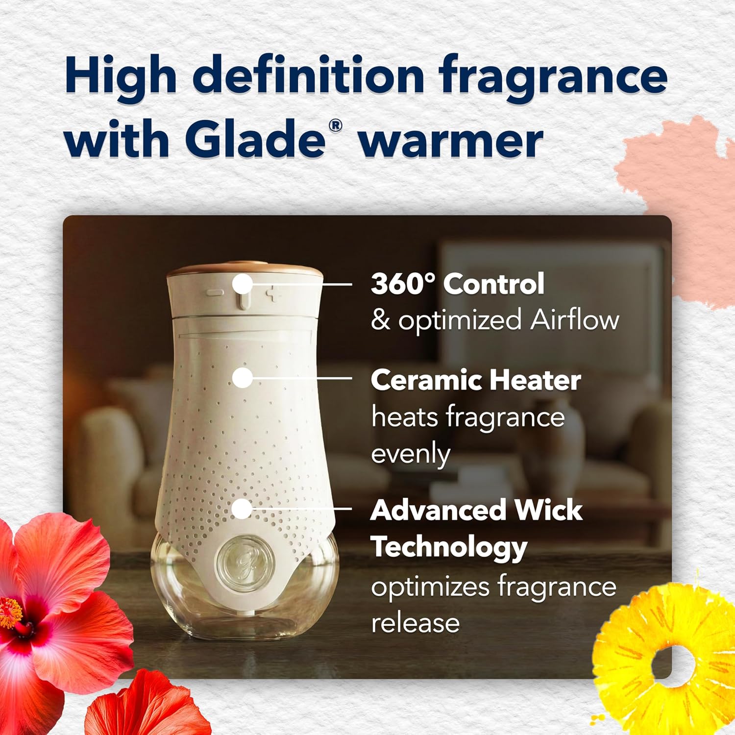 Glade PlugIns Refills Air Freshener Starter Kit, Hawaiian Breeze, Scented and Essential Oils for Home and Bathroom, 0.67 Fl Oz, 1 Warmer + 1 Refill