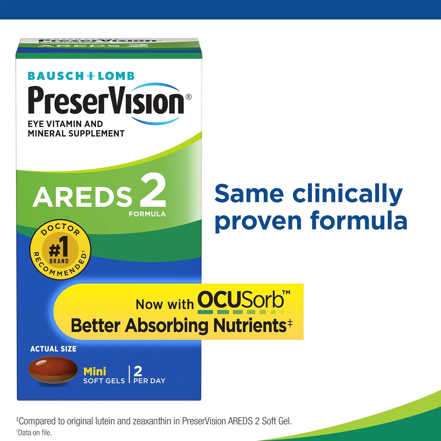 PreserVision AREDS 2 Eye Vitamins, #1 Eye Doctor Recommended Brand, Lutein and Zeaxanthin Supplement with Vitamin C, Vitamin E, Zinc, and Copper, 120 Softgels (Minigels)