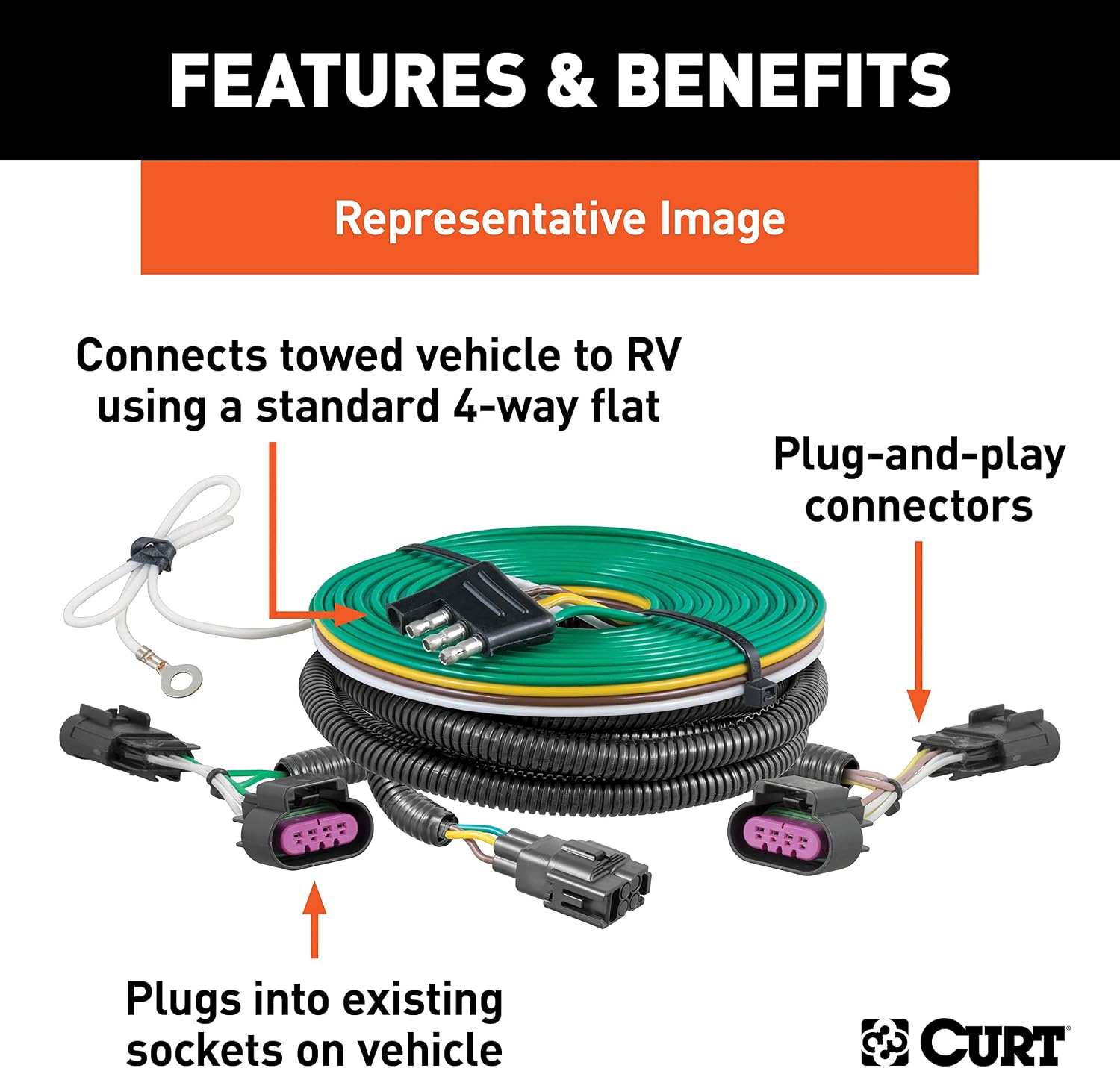 Custom Towed-Vehicle RV Wiring Harness, Compatible with Select Wrangler JK
