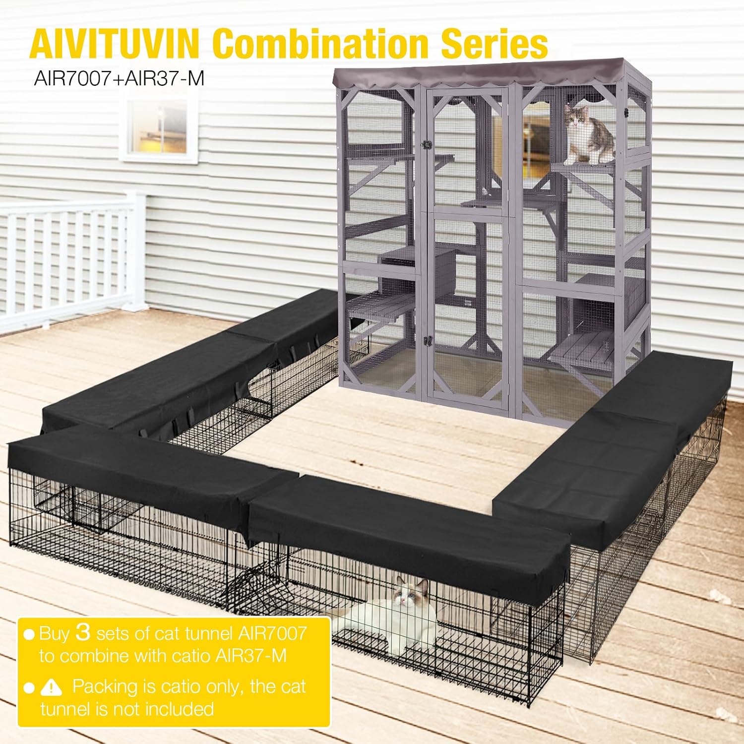 Aivituvin Extra Large Window Catio 5-Level Outdoor Cat Enclosure with Cover