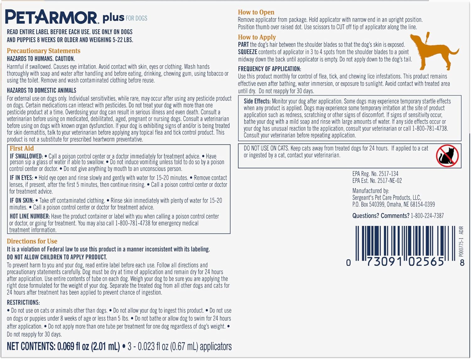 PetArmor Plus Flea and Tick Prevention for Dogs, Small Dog Flea and Tick Treatment, 3 Doses, Waterproof Topical, Fast Acting (5-22 lbs)