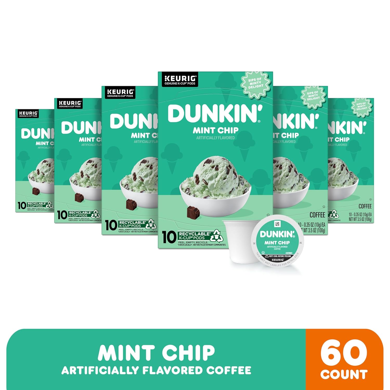 Dunkin’ Pumpkin Spice Artificially Flavored Coffee, 60 Keurig K-Cup Pods | 6 boxes of 10 single serve coffee pods each, Limited edition fall flavor, Made with arabica coffee, SNAP EBT eligible