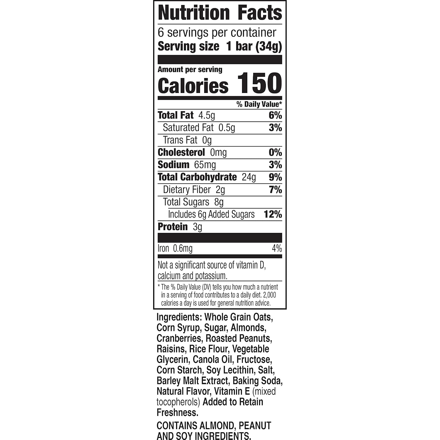 Nature Valley Almond Raisin & Cranberry Chewy Fruit & Nut Bar, 15 ct