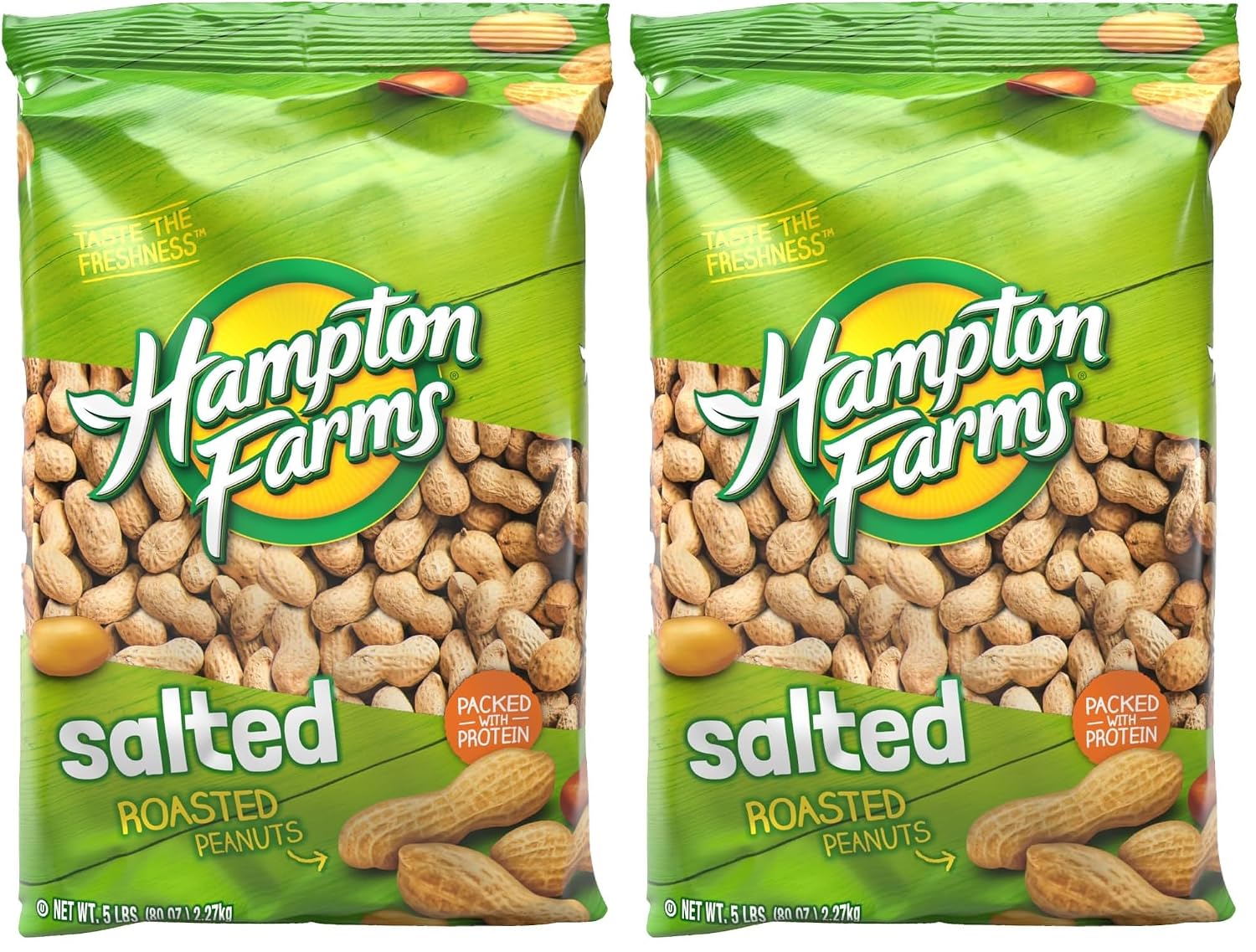 Hampton Farms - USA Grown All-Natural - Fancy Roasted In-Shell Salted Peanuts - 5 lb. Bag