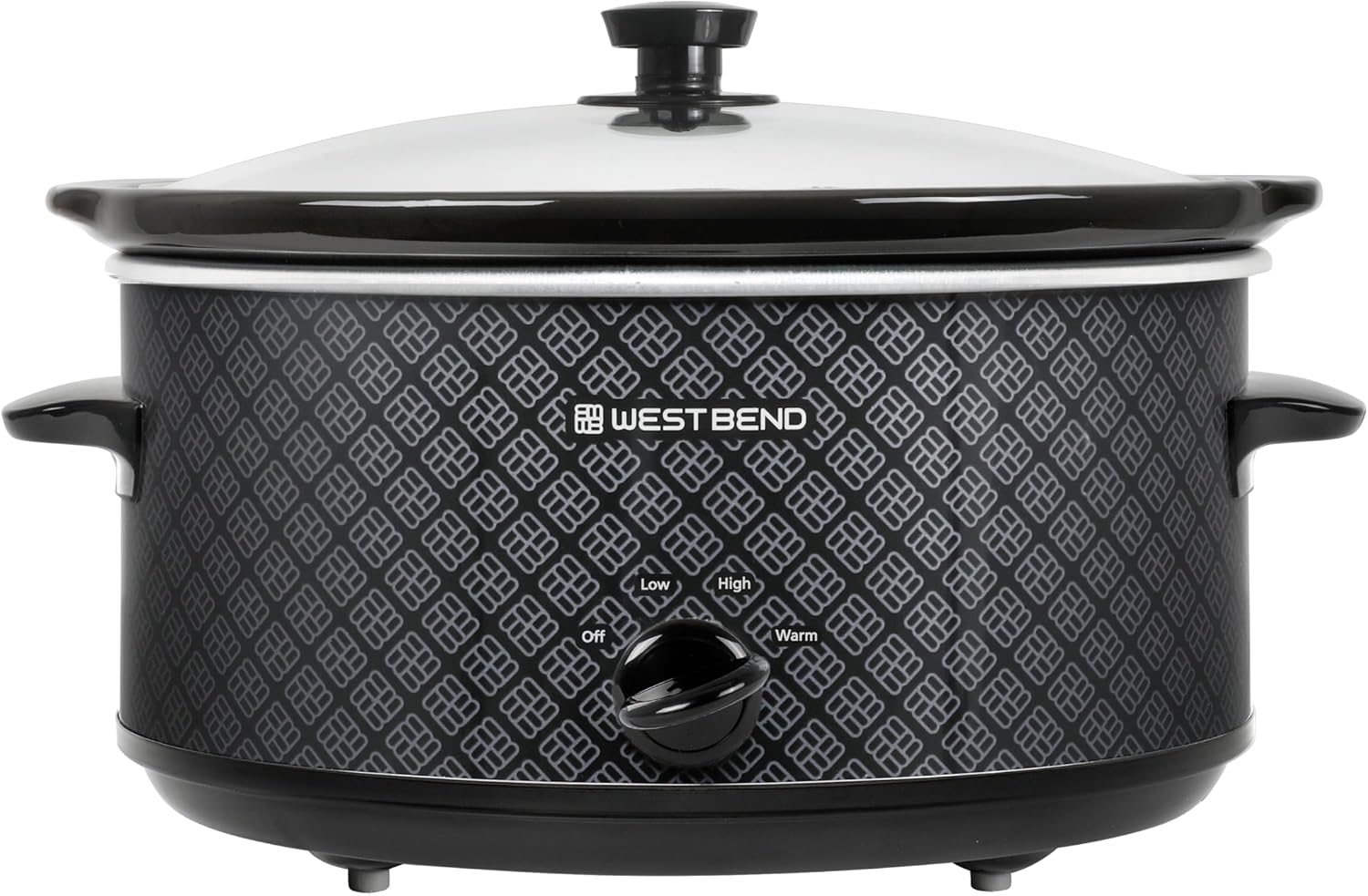 West Bend Slow Cooker 6-Quart Manual Crockery Style with Dishwasher Safe Oval Ceramic Crockpot and Glass Lid Two Temperature Settings Plus Keep Warm, 330-Watts, Black