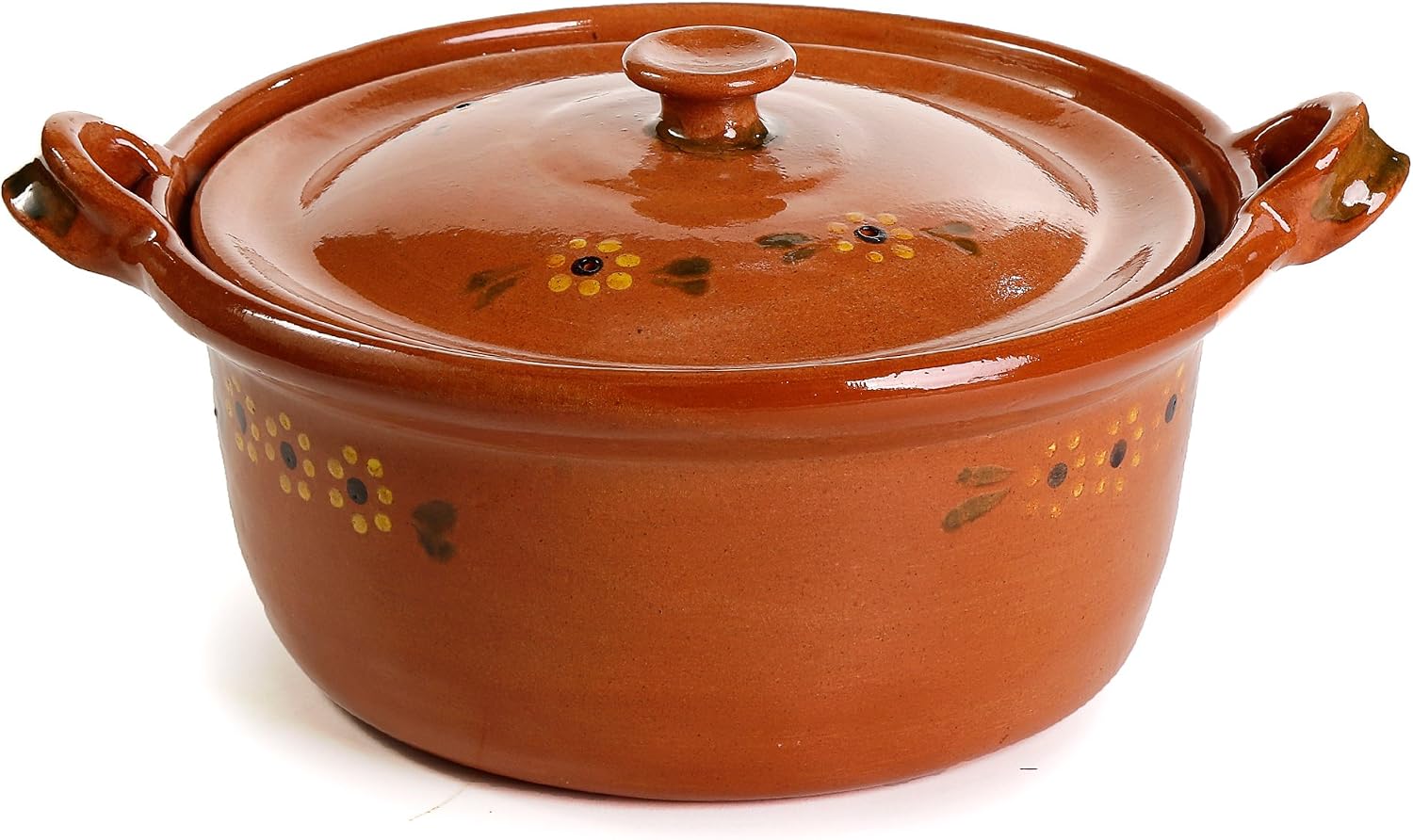 Mexican Clay Lidded Cazuela Pot, Medium, Terracotta, 3.5 Quarts