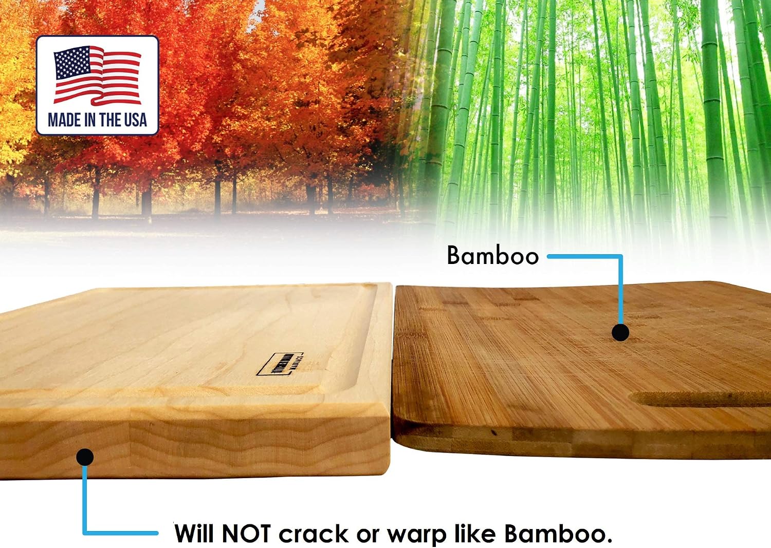 Premium Maple Wood Cutting Board - 12x8 Inches, Reversible Chopping Board for Kitchen, Cheese, and Charcuterie, Durable and Knife-Friendly