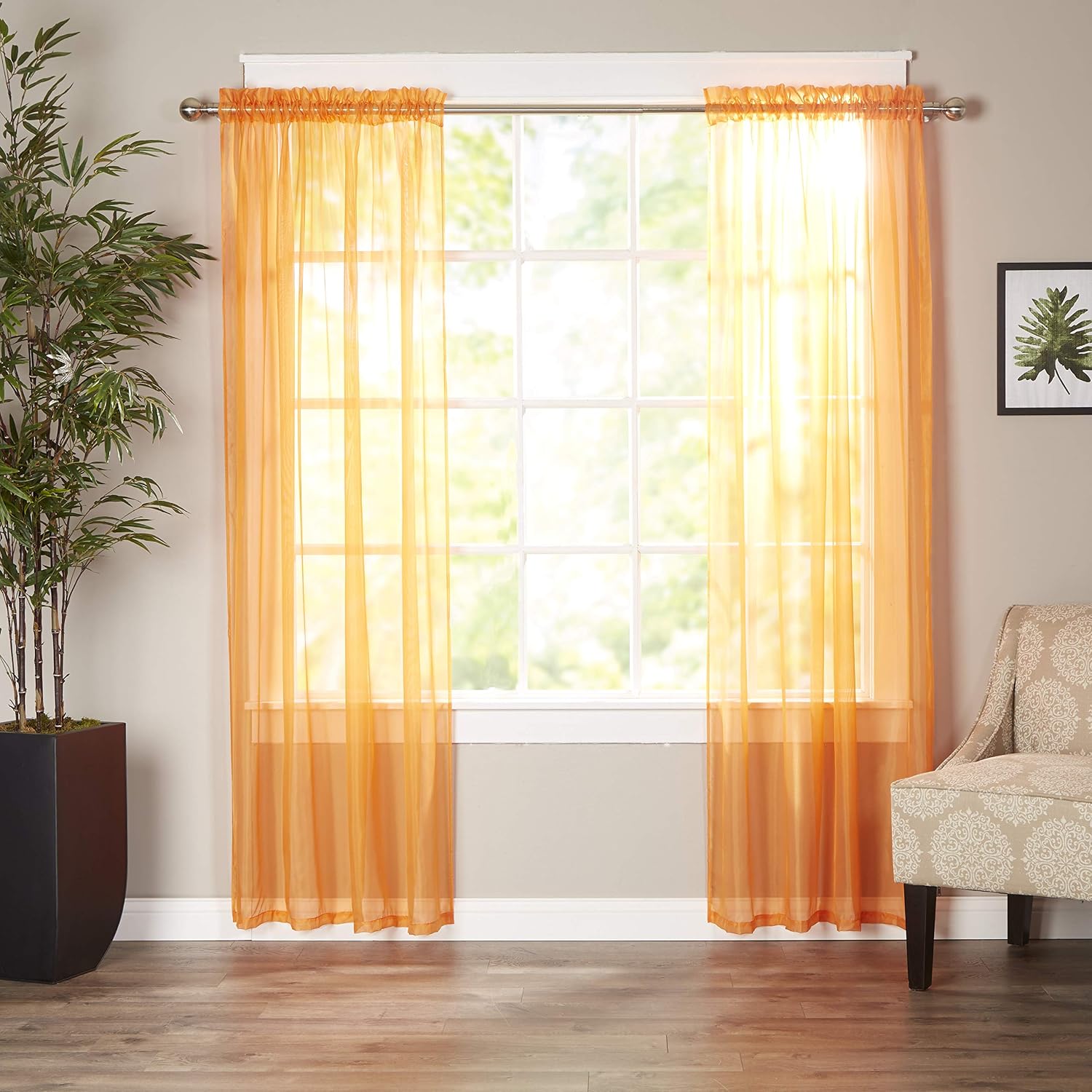 Elegant Comfort Luxury Sheer Curtains, Window Treatment Curtain Panels with Rod Pocket for Kitchen, Bedroom and Living Room (55 x 216-inches Long)