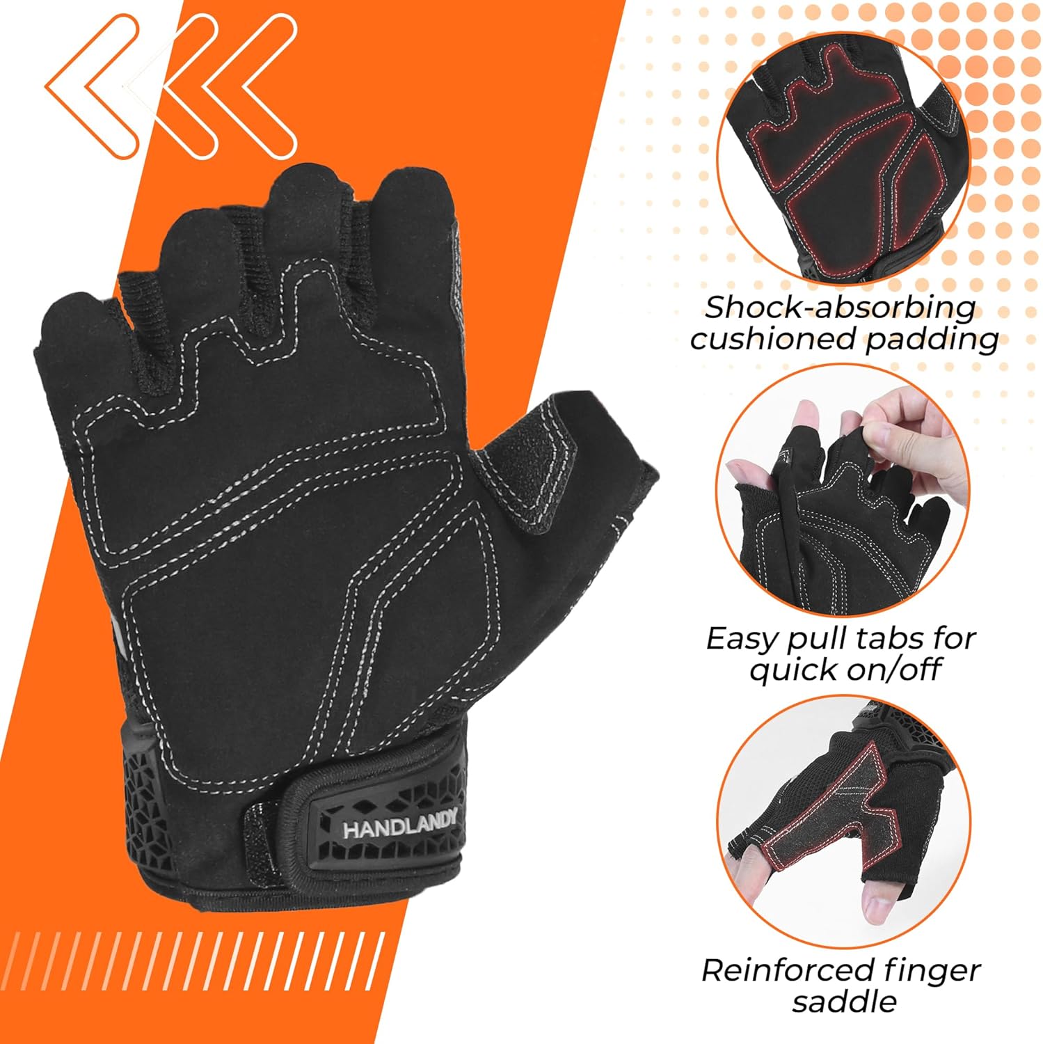 HANDLANDY Framer Work Gloves Open-Finger Carpenters Gloves, Fingerless Gaming Gloves for Tactical Shooting, Airsoft, Hunting, Police Work and Hiking L