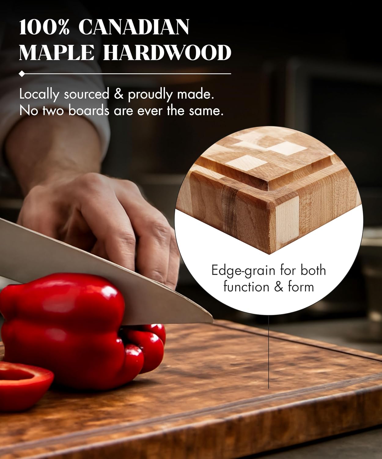 Labell Large Canadian Maple Cutting Board, Juice Groove, 16 x 20 x 1.5 in | Wood Butcher Block, Food Prep, Natural, Durable, for Kitchens