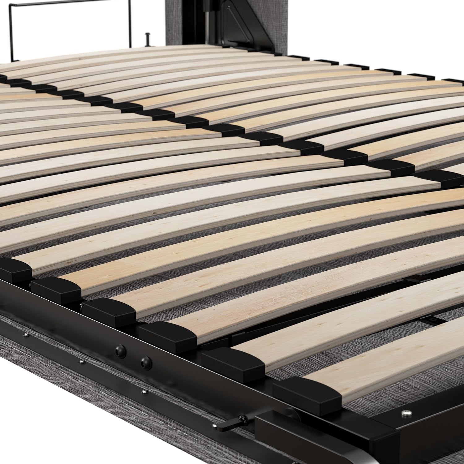 Bestar Pur Full Murphy Bed and 2 Shelving Units with Drawers, 109-inch Space-Saving Sleeping Arrangement in White | 2 Shelving Units with Drawers; supports up to 1000 lb; min. ceiling height 86.4 in.; dual piston mechanism; 10-year warranty