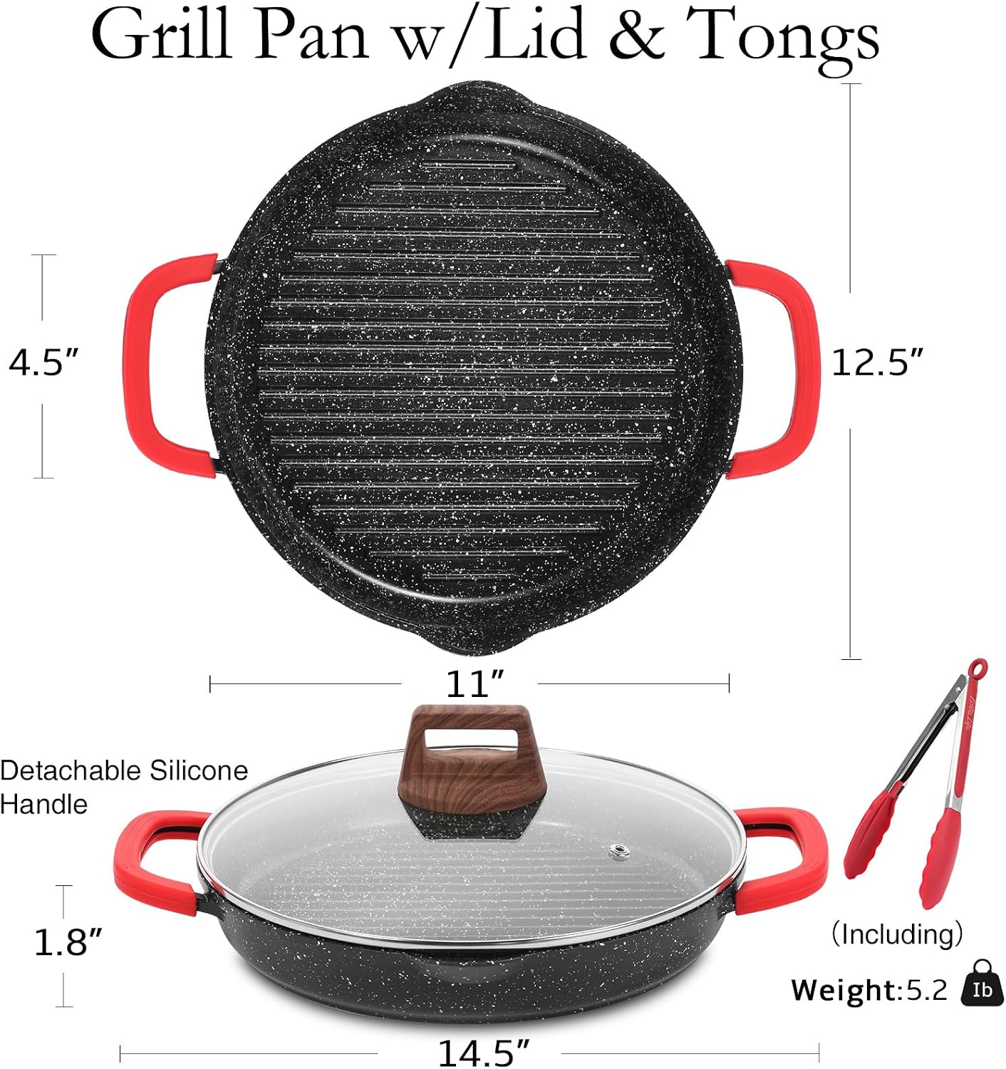 ESLITE LIFE Nonstick Grill Pan for Stove Tops, Versatile Griddle with Pour Spouts