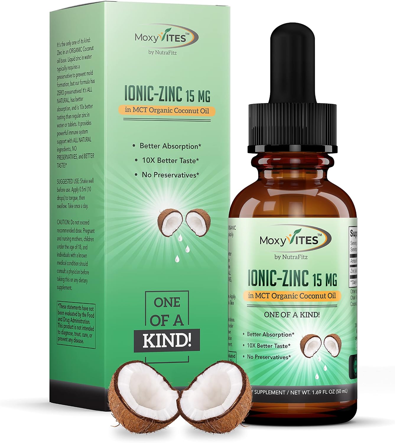 Organic Zinc Supplements for Kids, Adults - Zinc Sulfate - Liquid Zinc Supplement - Pure Ionic Zinc Drops in Coconut Oil for Immune Support