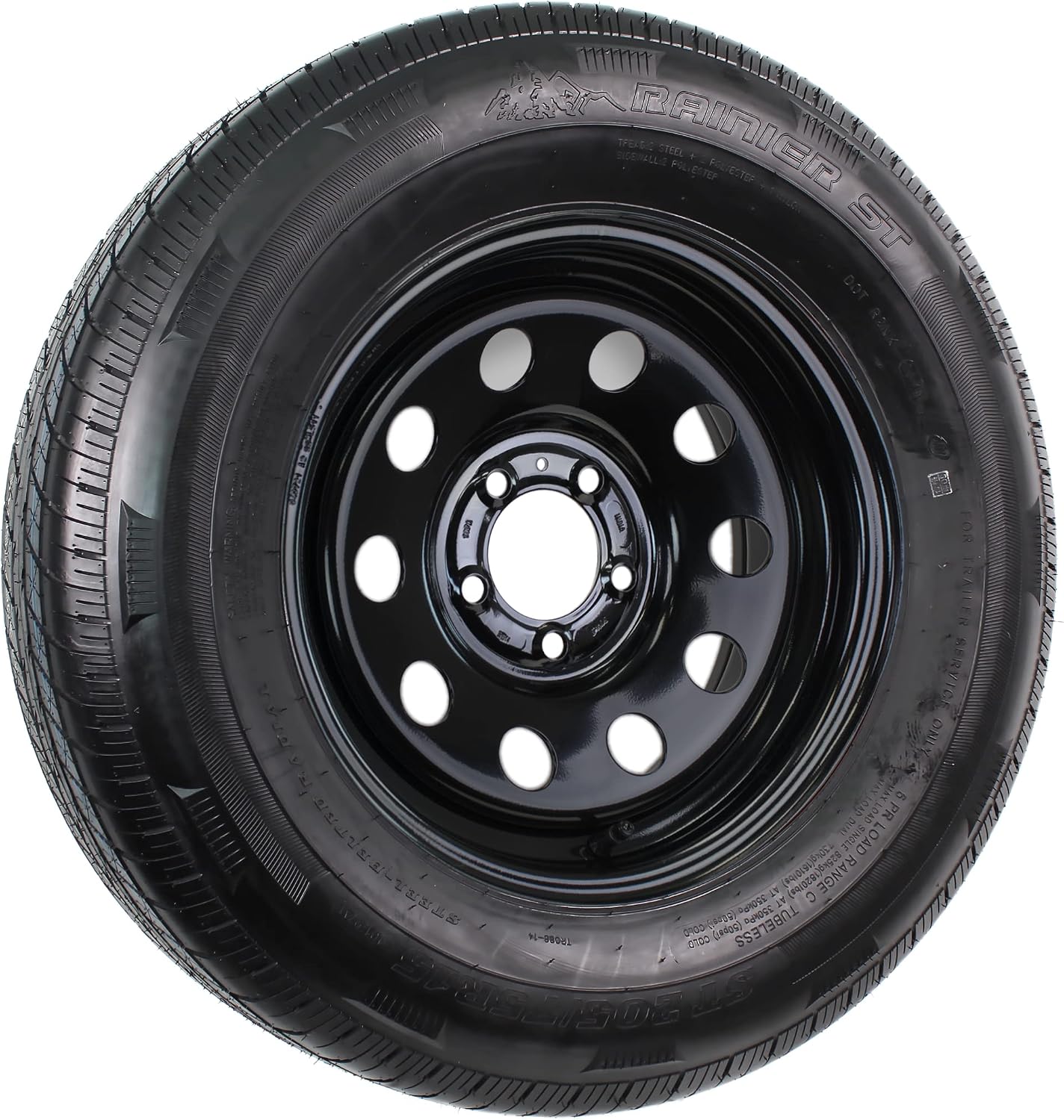 eCustomrim 2-Pack Radial Trailer Tire Rim Assembly ST205/75R15 5 Lug Black