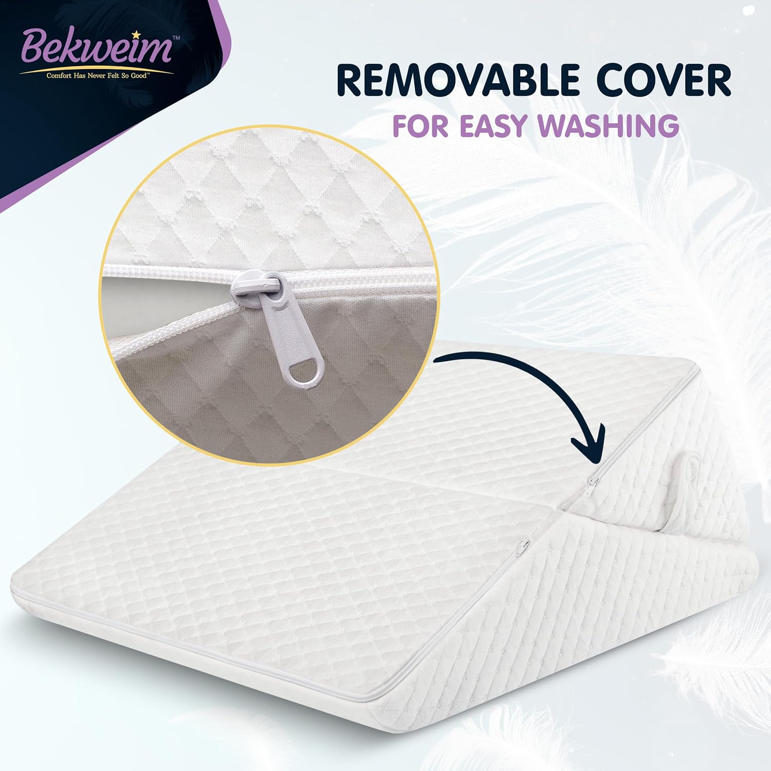 Wedge Pillow for Sleep Apnea, 12" Bed Wedge Pillow for Headboard