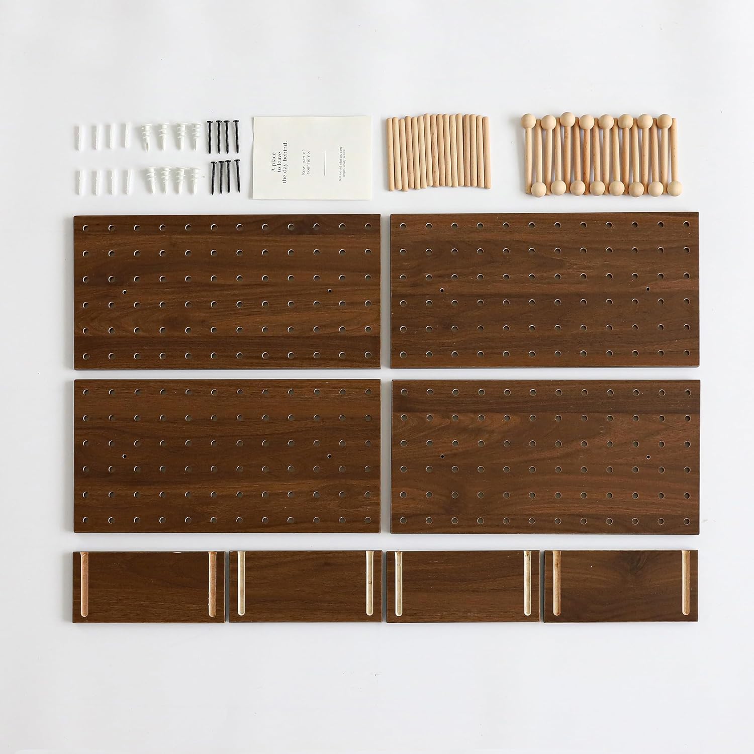 Wooden Pegboard Modular Display Organization Storage Wall Hooks Shelf(Color:Oak)