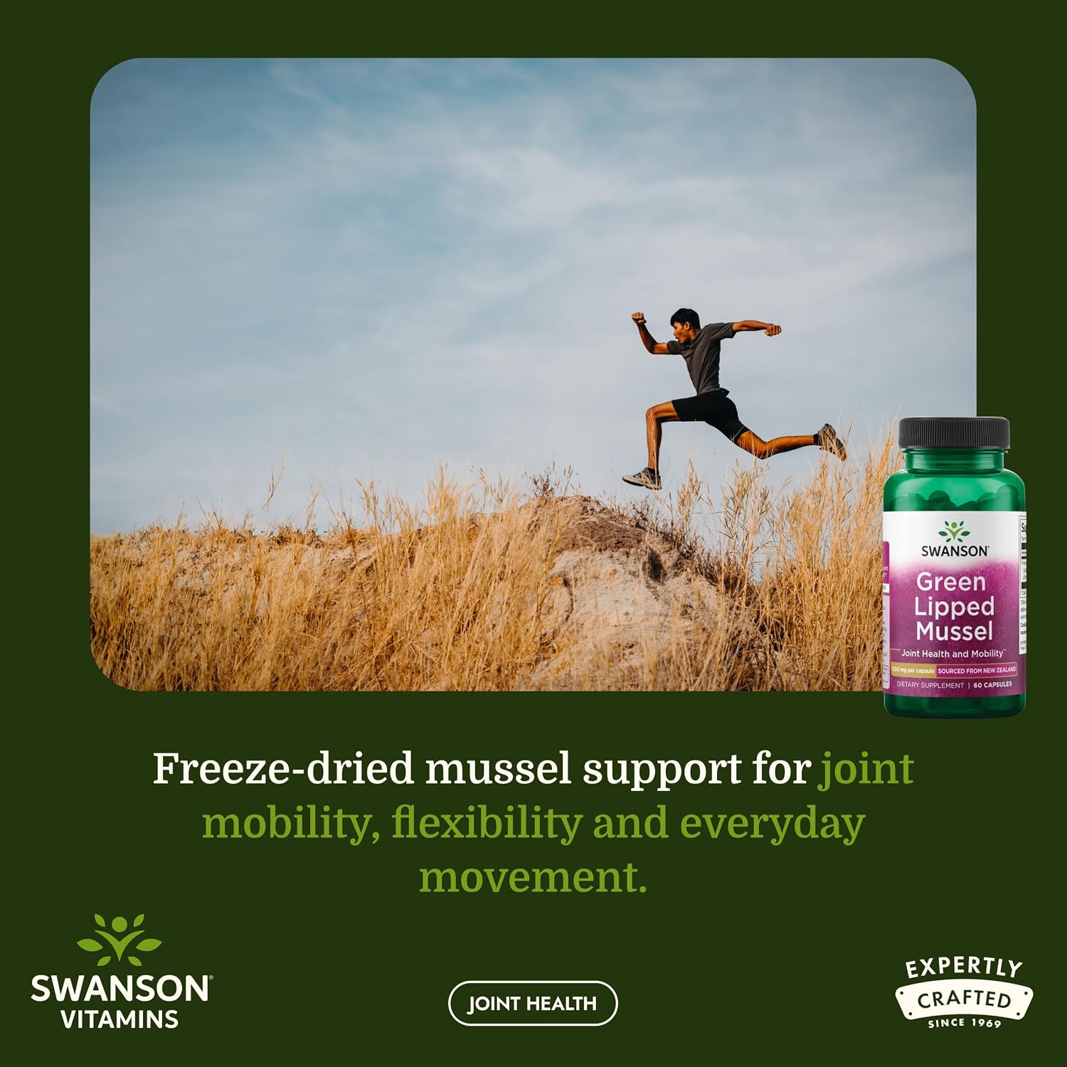 Swanson Green Lipped Mussel (Freeze-Dried) (500mg Each, 60 Capsules) | New Zealand Joint Health and Mobility Supplement, Natural Formula May Support Heart Health and Digestive Function
