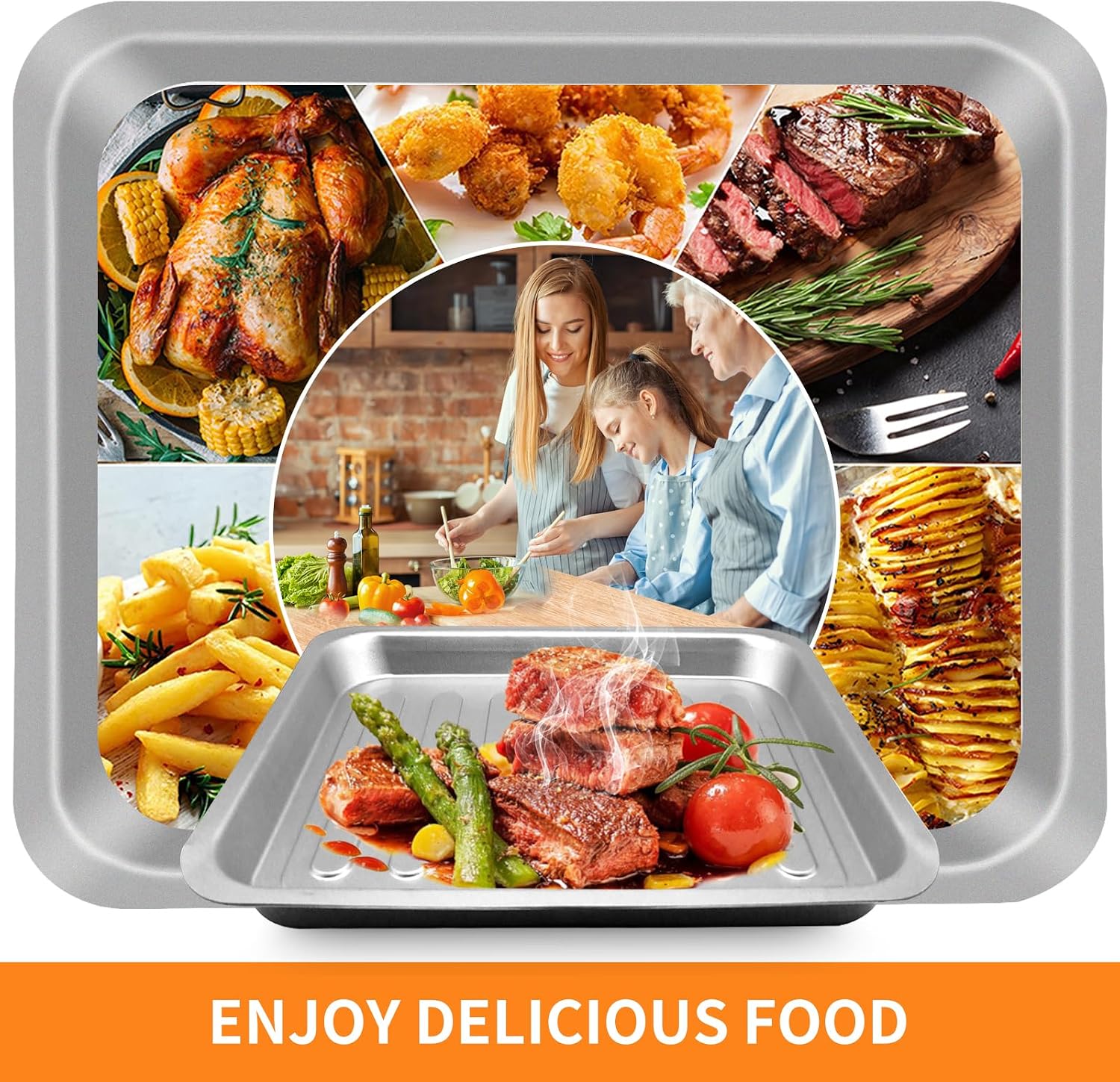 GCQ Air Fryer Tray for Emeril Lagasse Everyday 360 Air Fryer, 12''×10'' Stainless Steel Air Fryer Accessories Tray Bake Pan Replacement Parts, Not fit for Emeril Lagasse 26 QT 25 QT French Door