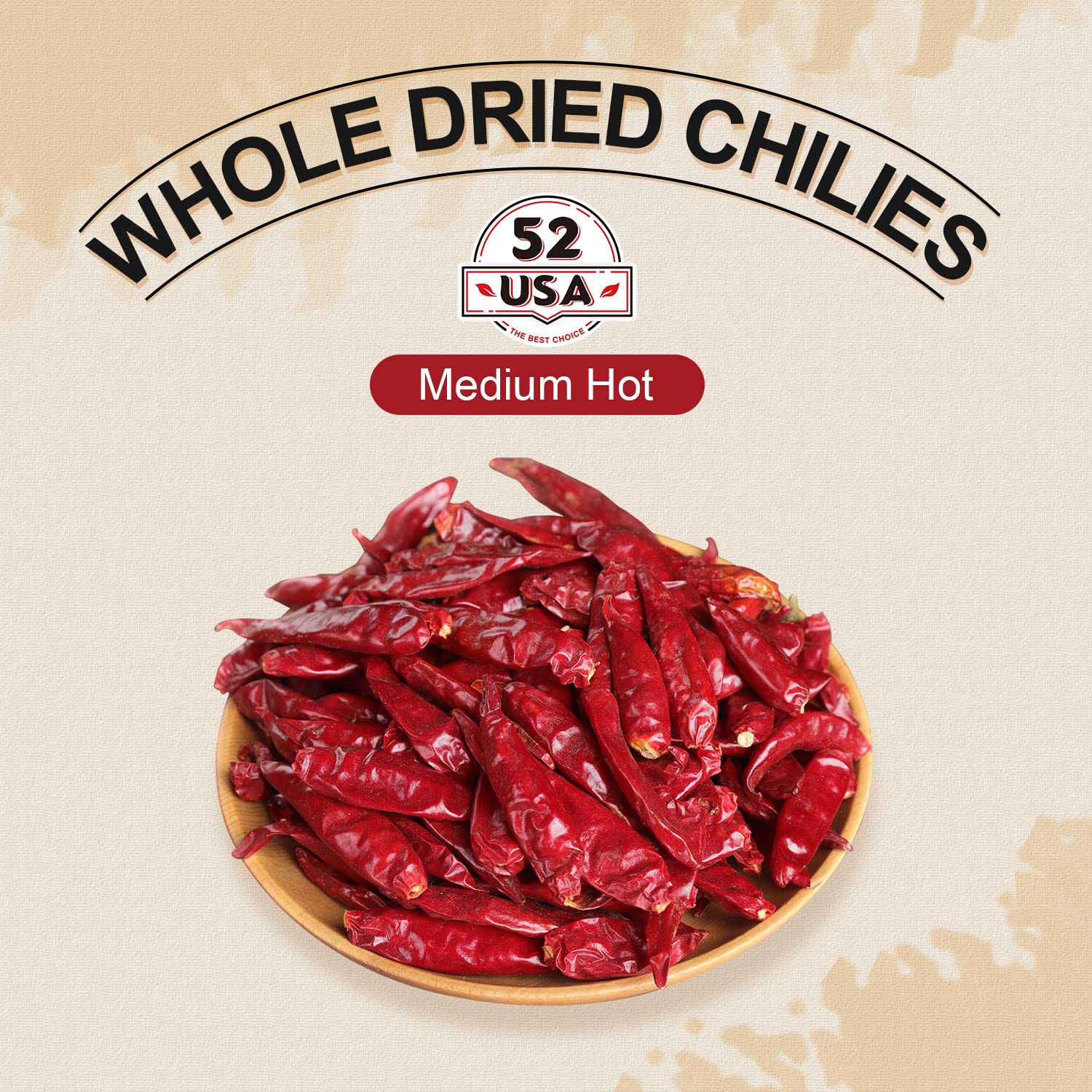 52USA Whole Dried Chilli Peppers, Medium Spicy Dried Chilies 4 Oz, Natural and Premium Red Chili Pepper, Szechuan Red Peppers, Whole Dry Chili Pepper
