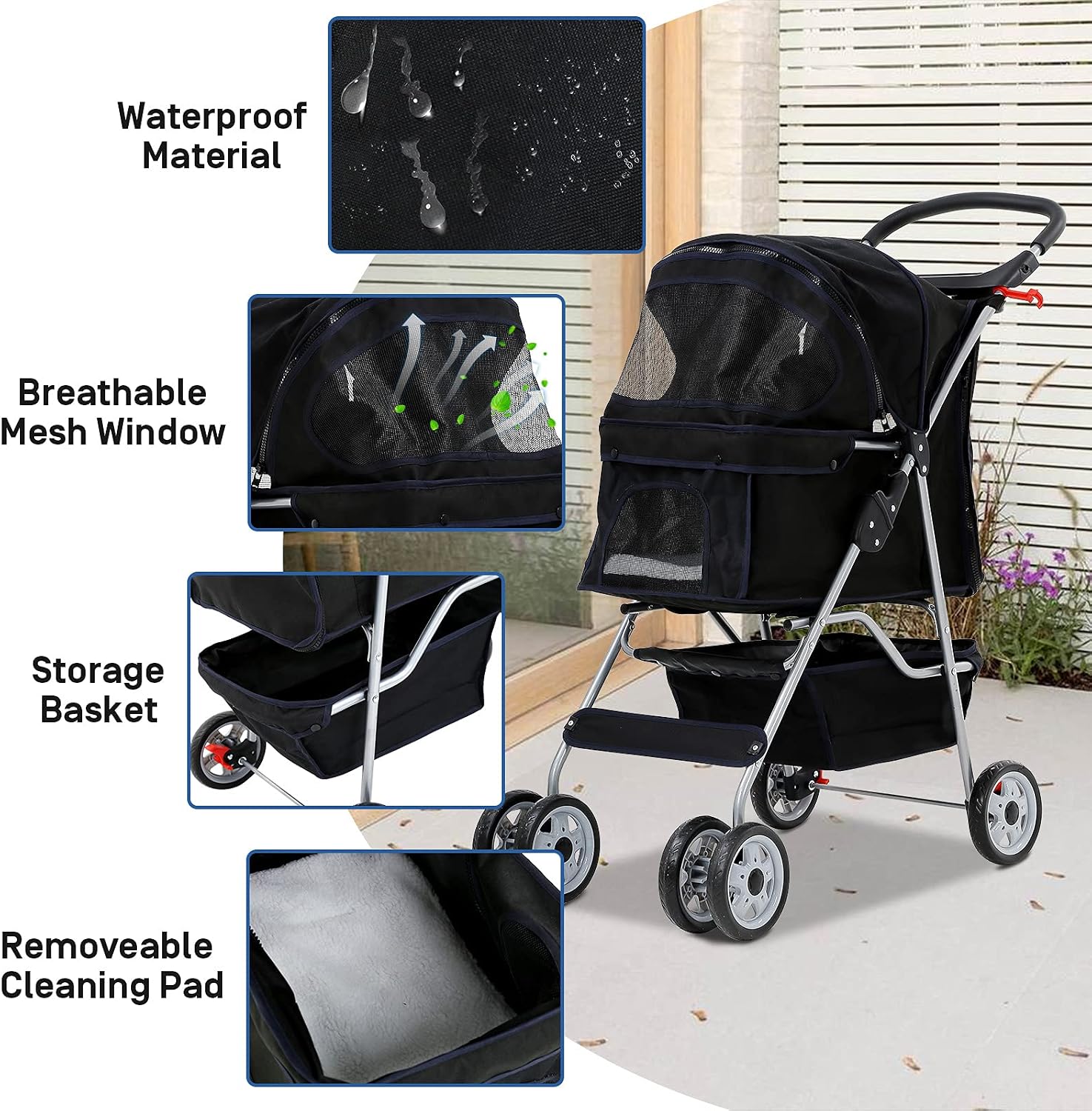 Best 4 Wheels Pet Stroller for Dog and Cat Stroller