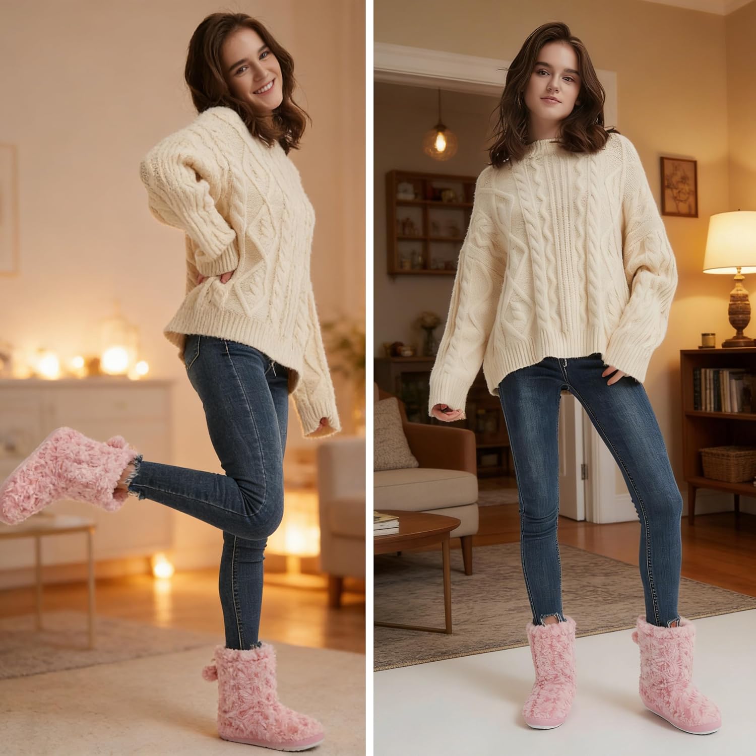 Home Slipper Women's Soft Fleece Plush Warm Indoor House Slipper Boots Shoes