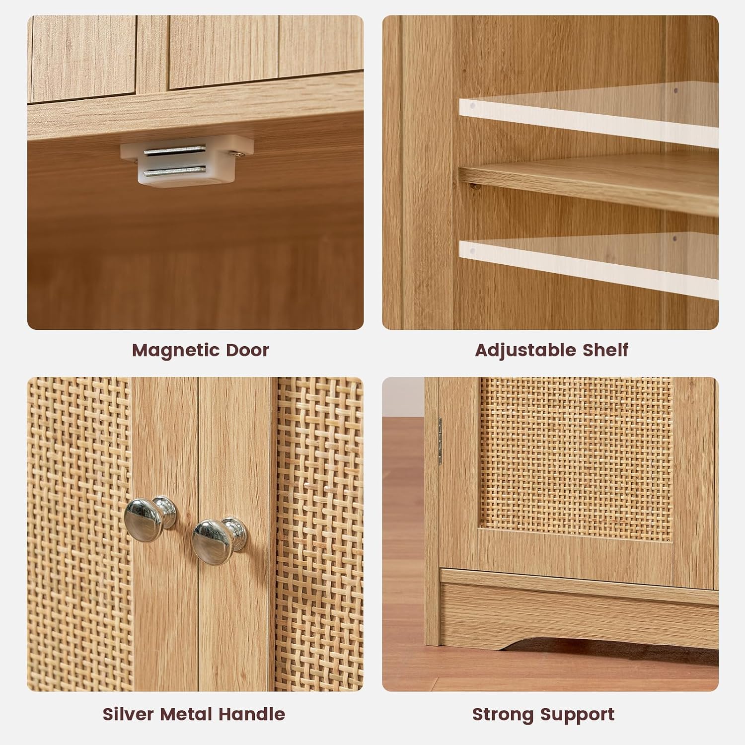 Iwell Storage Cabinet with 2 Drawers & Adjustable Shelves, Cupboard, Floor Cabinet for Living Room, Home Office, Rustic Brown