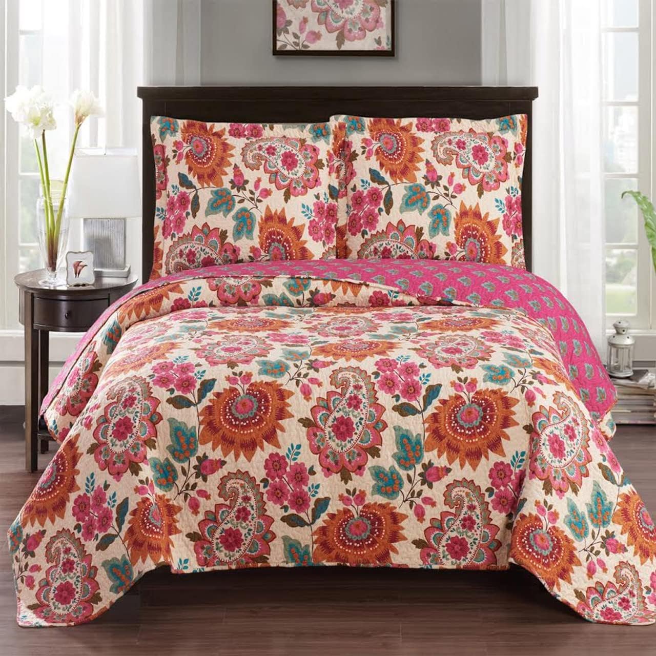 Royal Hotel Ayat Birds Oversized Coverlet Set Queen Size – Luxury Queen Quilt Bedspread, All Season Soft Filled Quilts